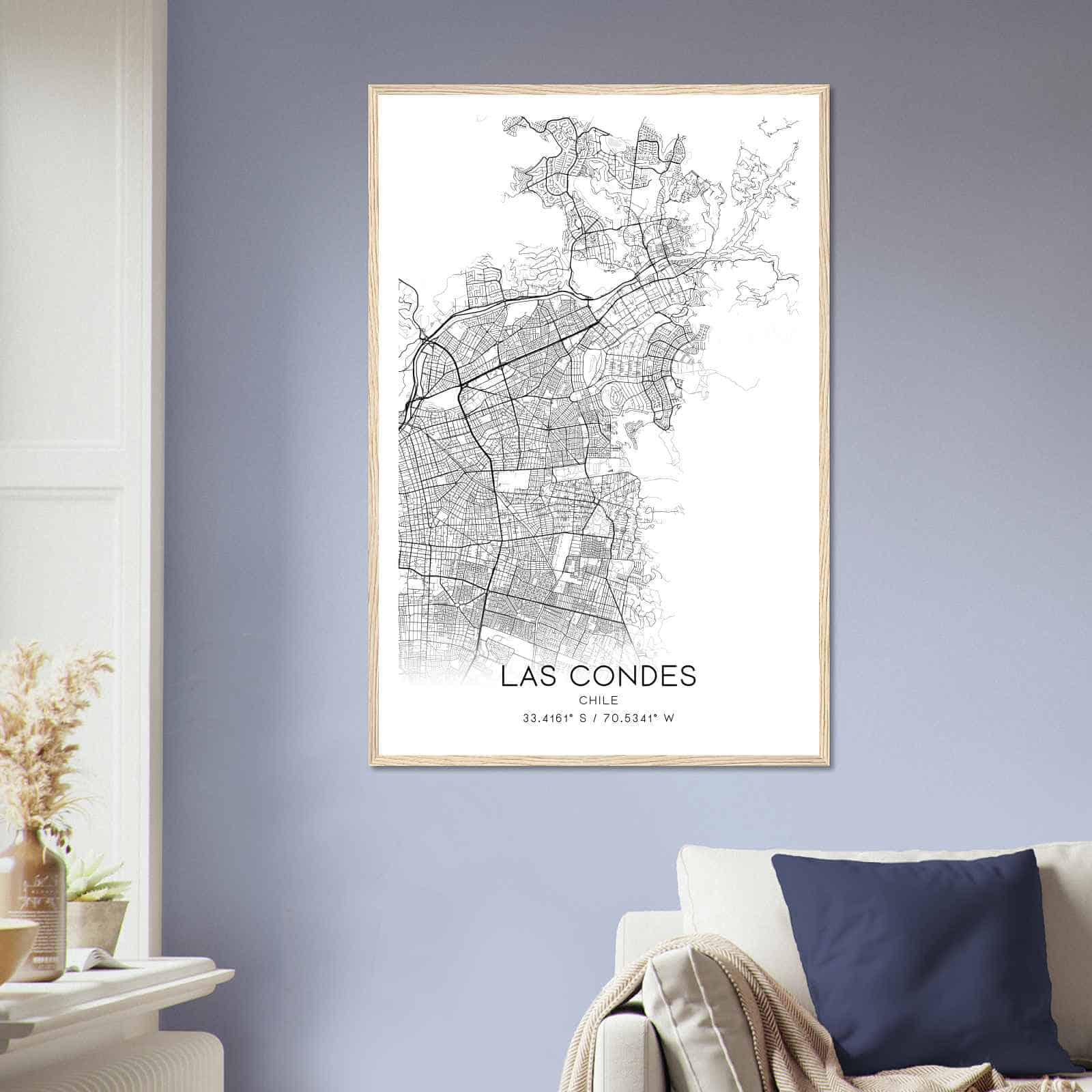 Las Condes Chile Map Poster, Las Condes City Road Wall Art Print