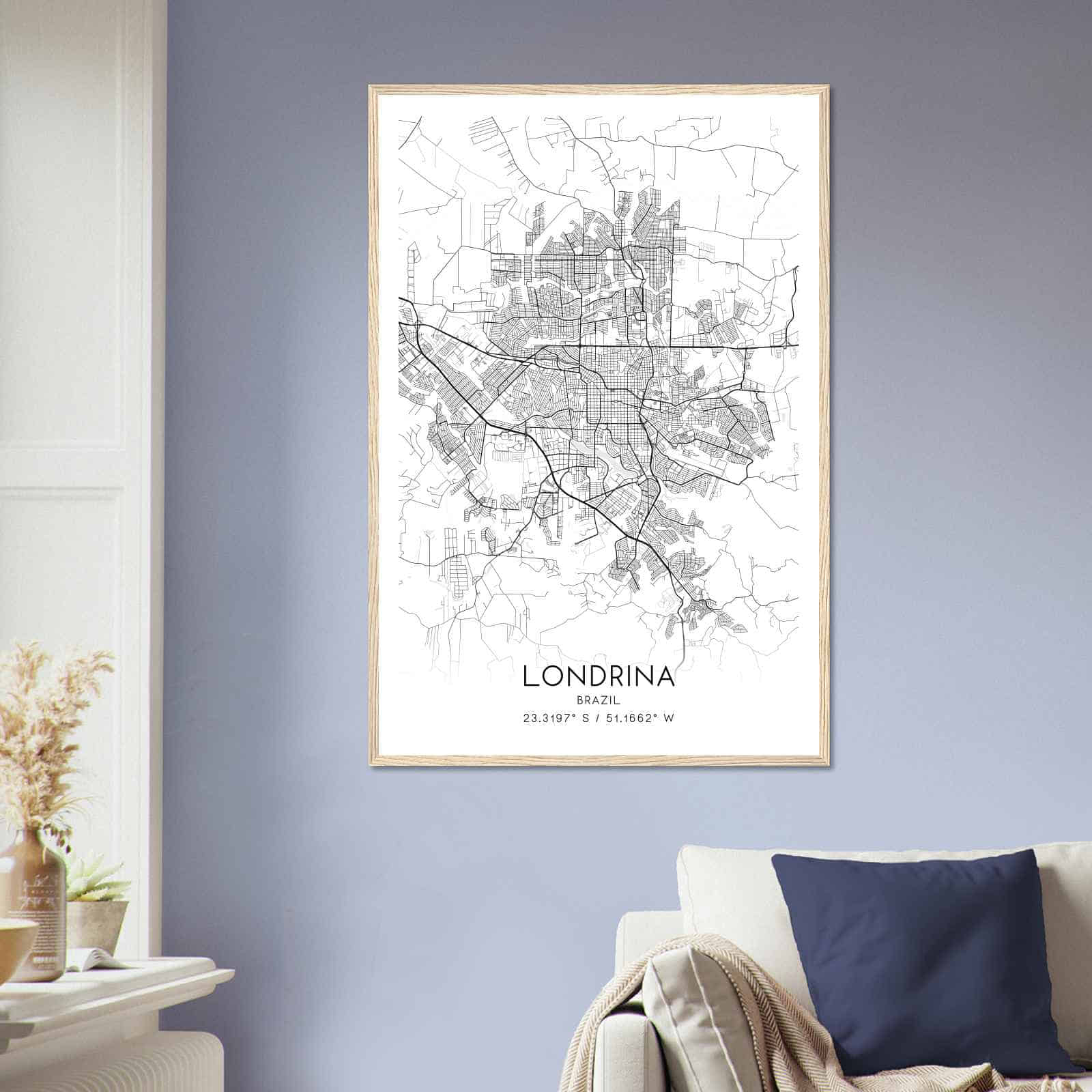 Londrina Brazil Map Poster, Londrina City Road Wall Art Print