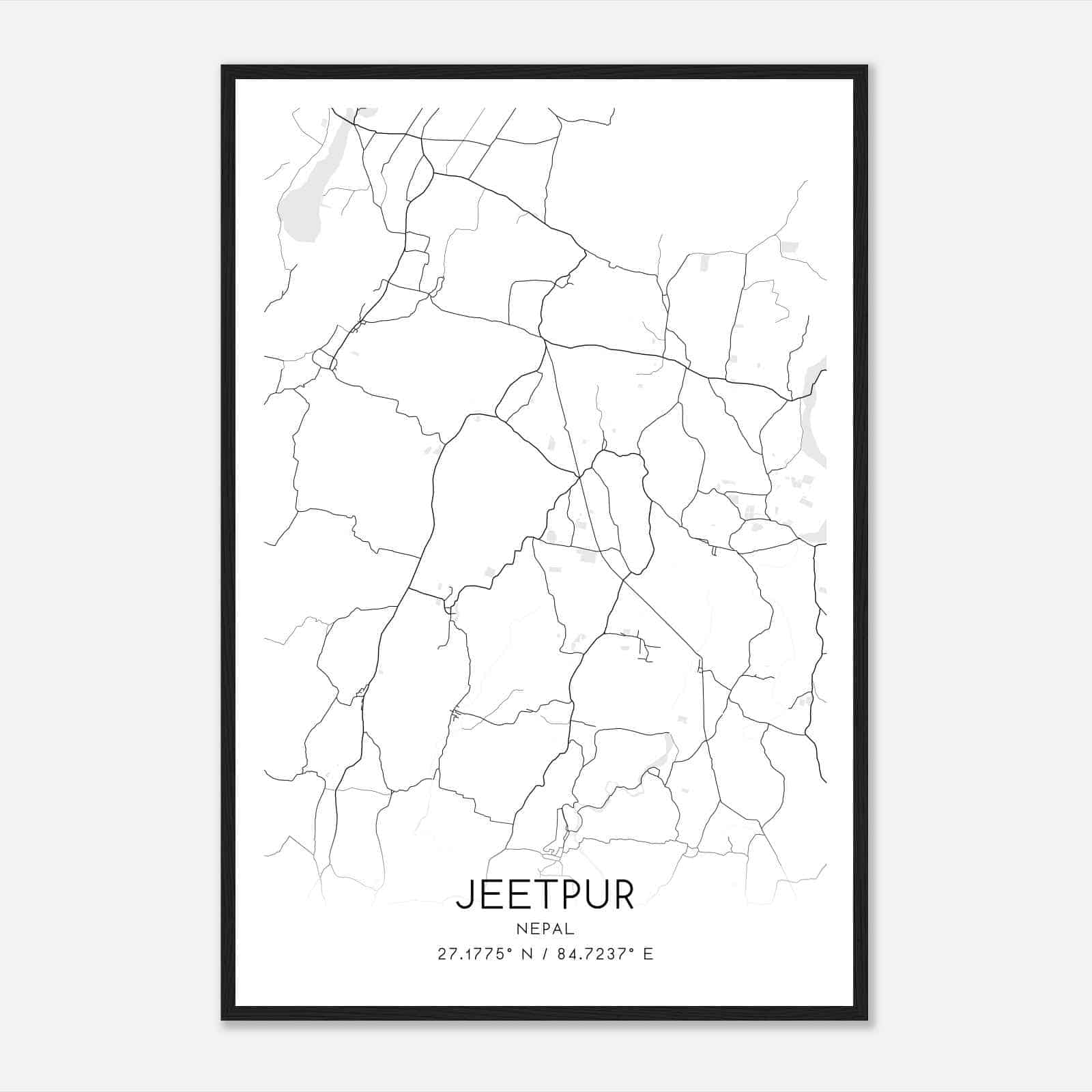 Jeetpur Nepal Map Poster, Jeetpur City Road Wall Art Print