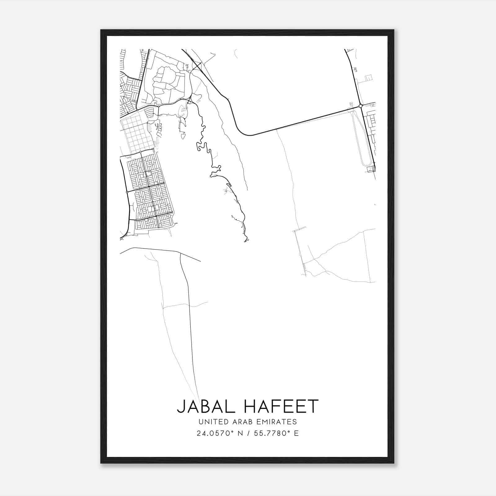 Jabal Hafeet United Arab Emirates Map Poster, Jabal Hafeet City Road Wall Art Print