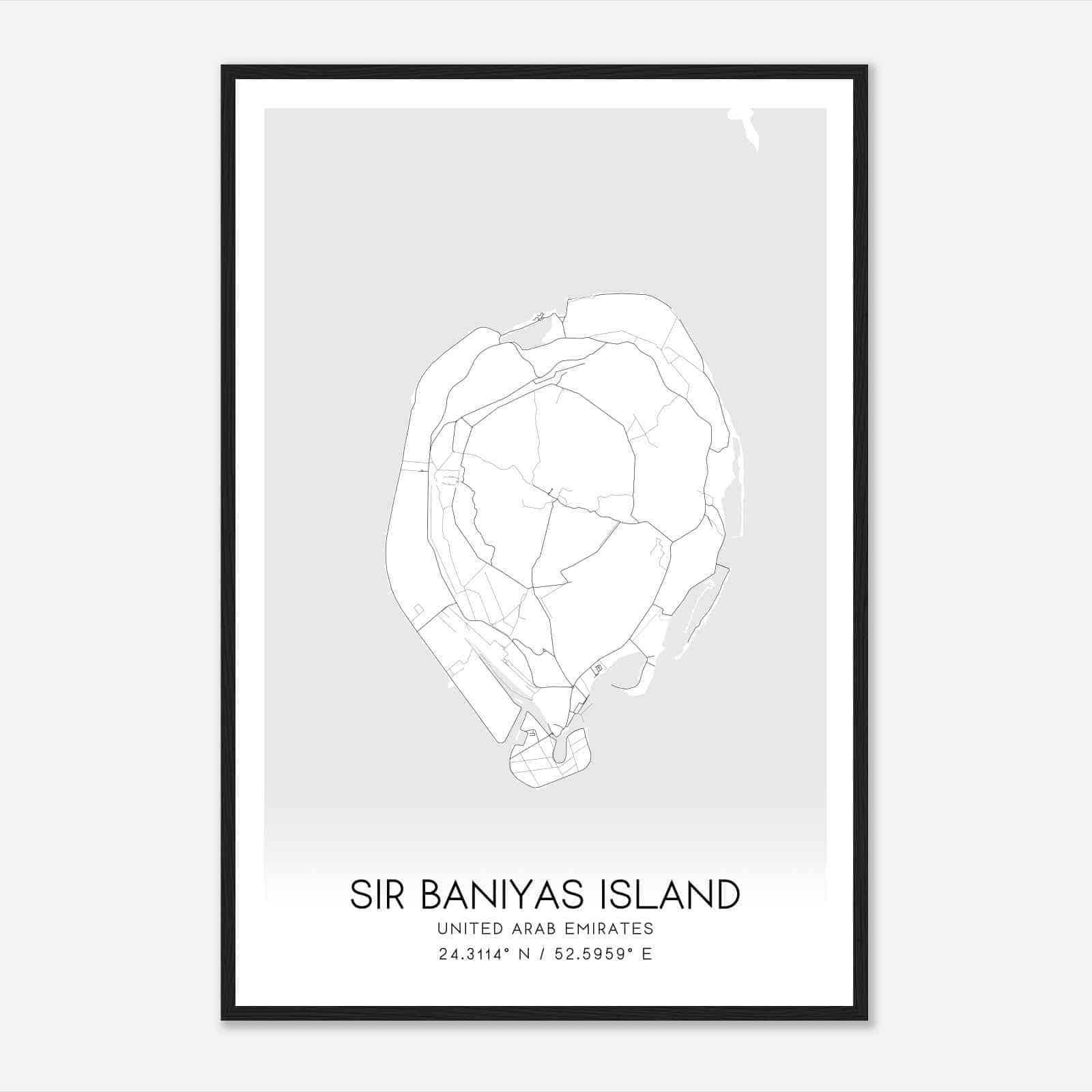 Sir Baniyas Island United Arab Emirates Map Poster, Sir Baniyas Island City Road Wall Art Print
