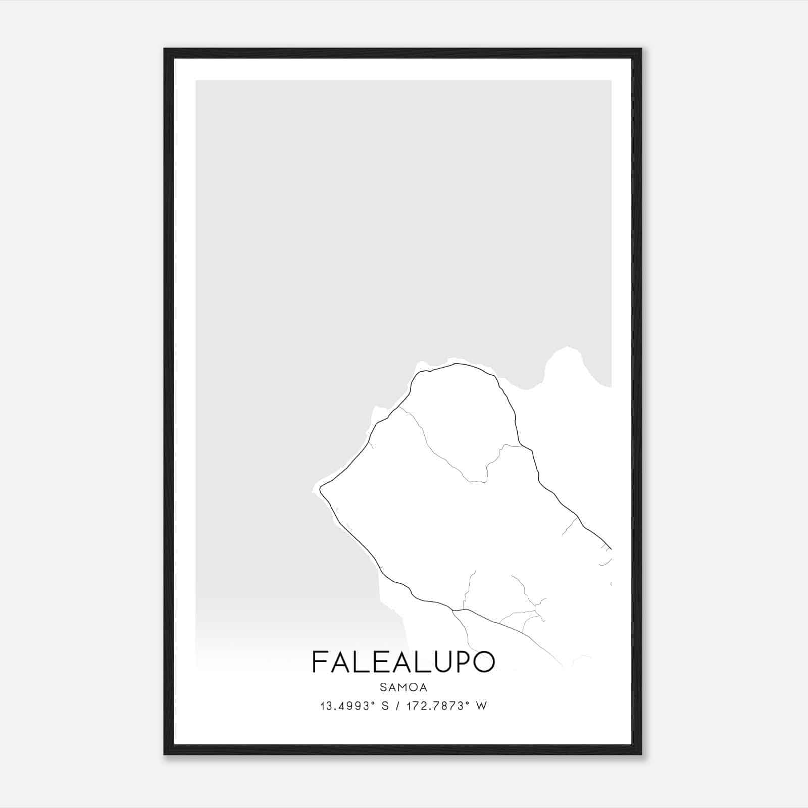 Falealupo Samoa Map Poster, Falealupo City Road Wall Art Print