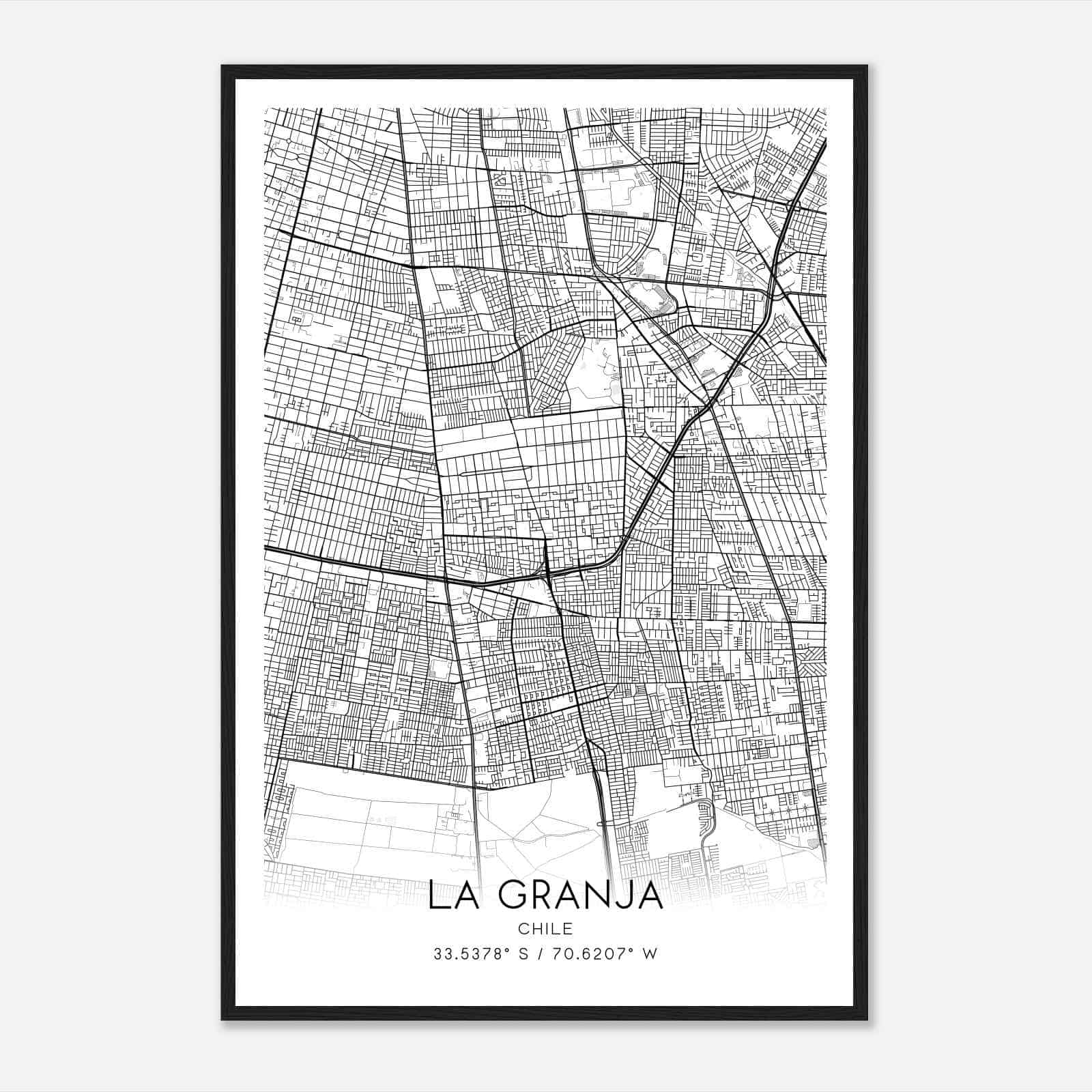 La Granja Chile Map Poster, La Granja City Road Wall Art Print