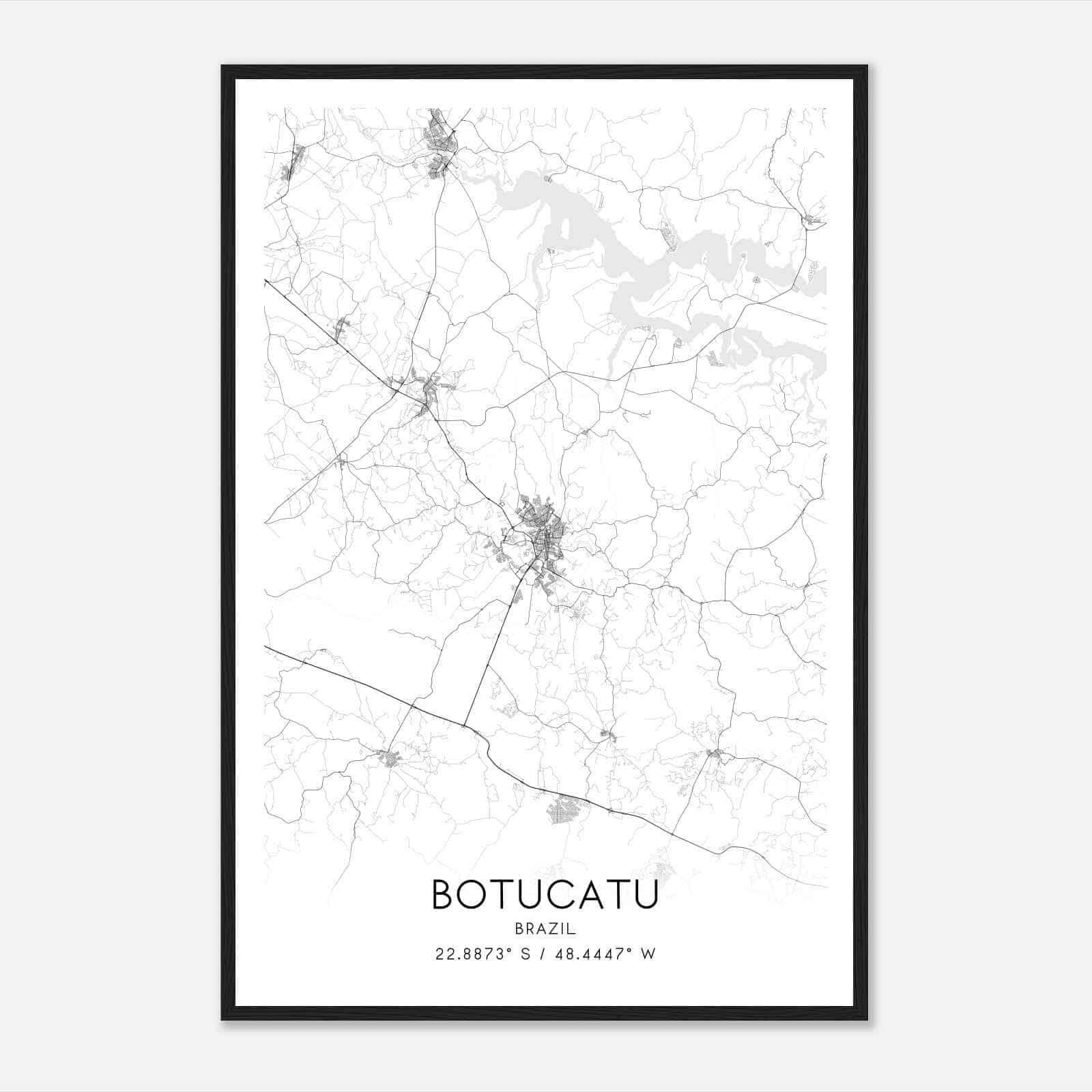 Botucatu Brazil Map Poster, Botucatu City Road Wall Art Print