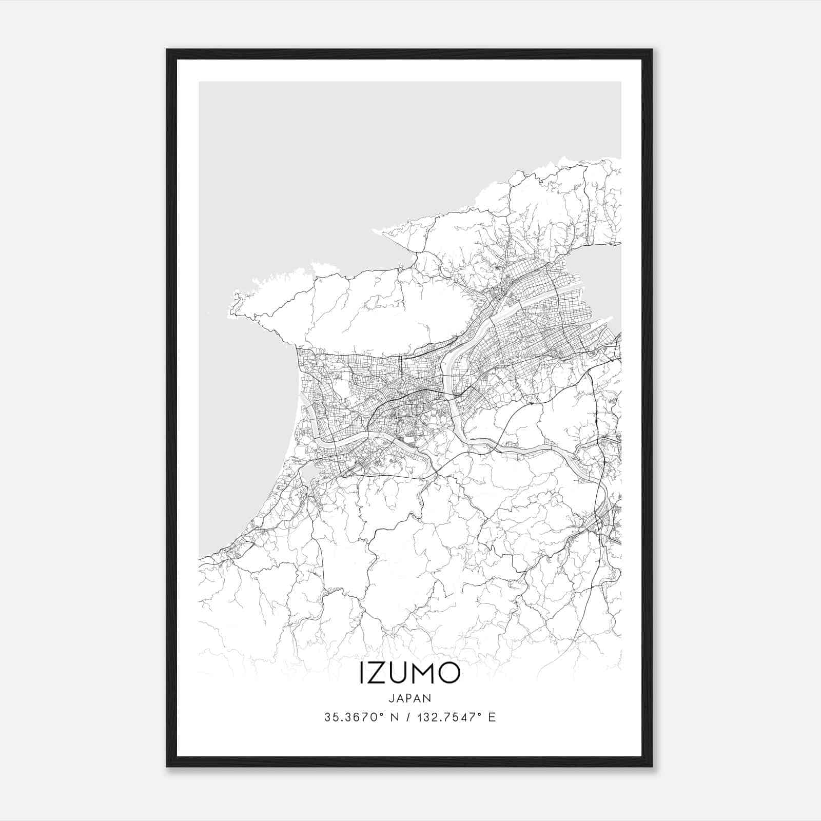 Izumo Japan Map Poster, Izumo City Road Wall Art Print