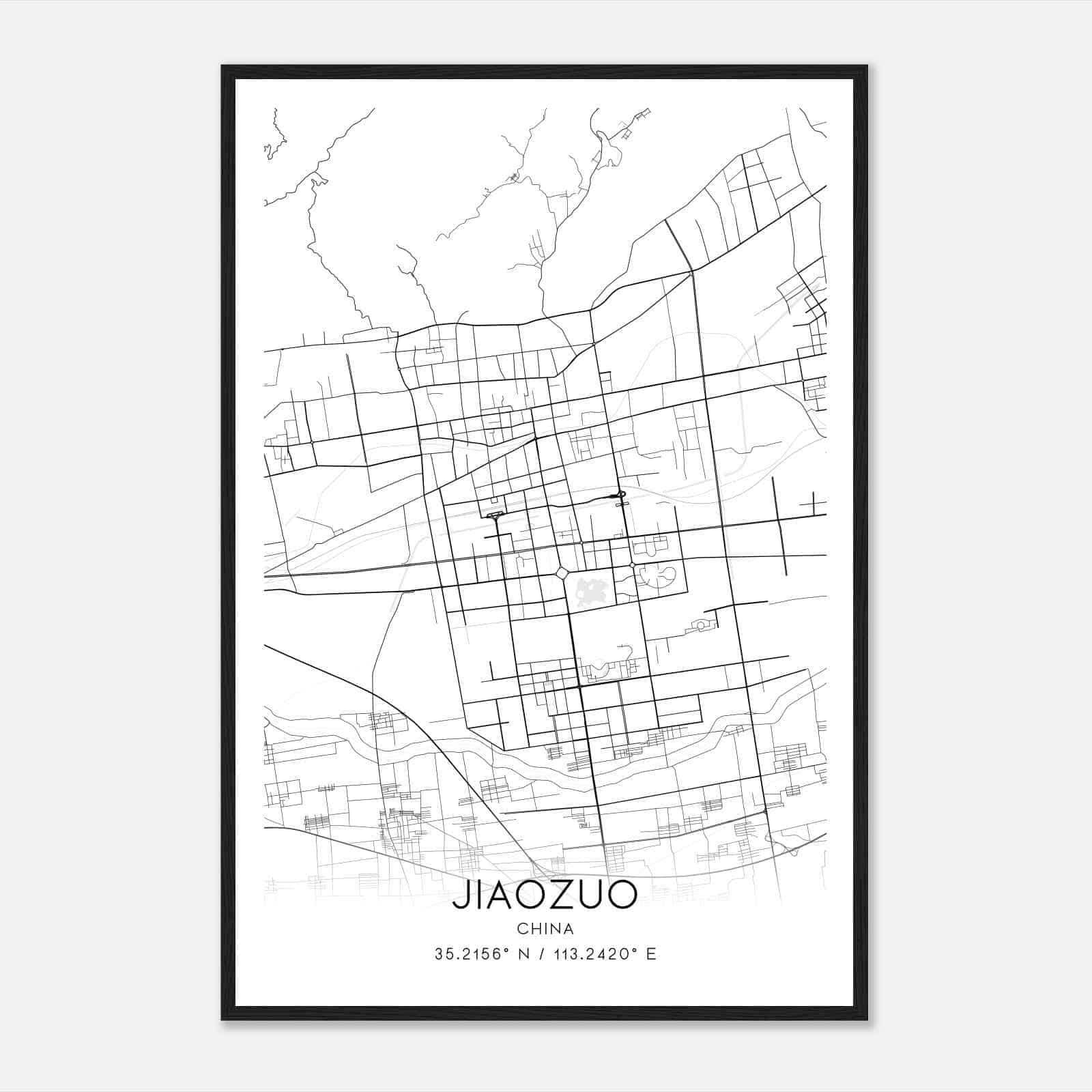 Jiaozuo China Map Poster, Jiaozuo City Road Wall Art Print