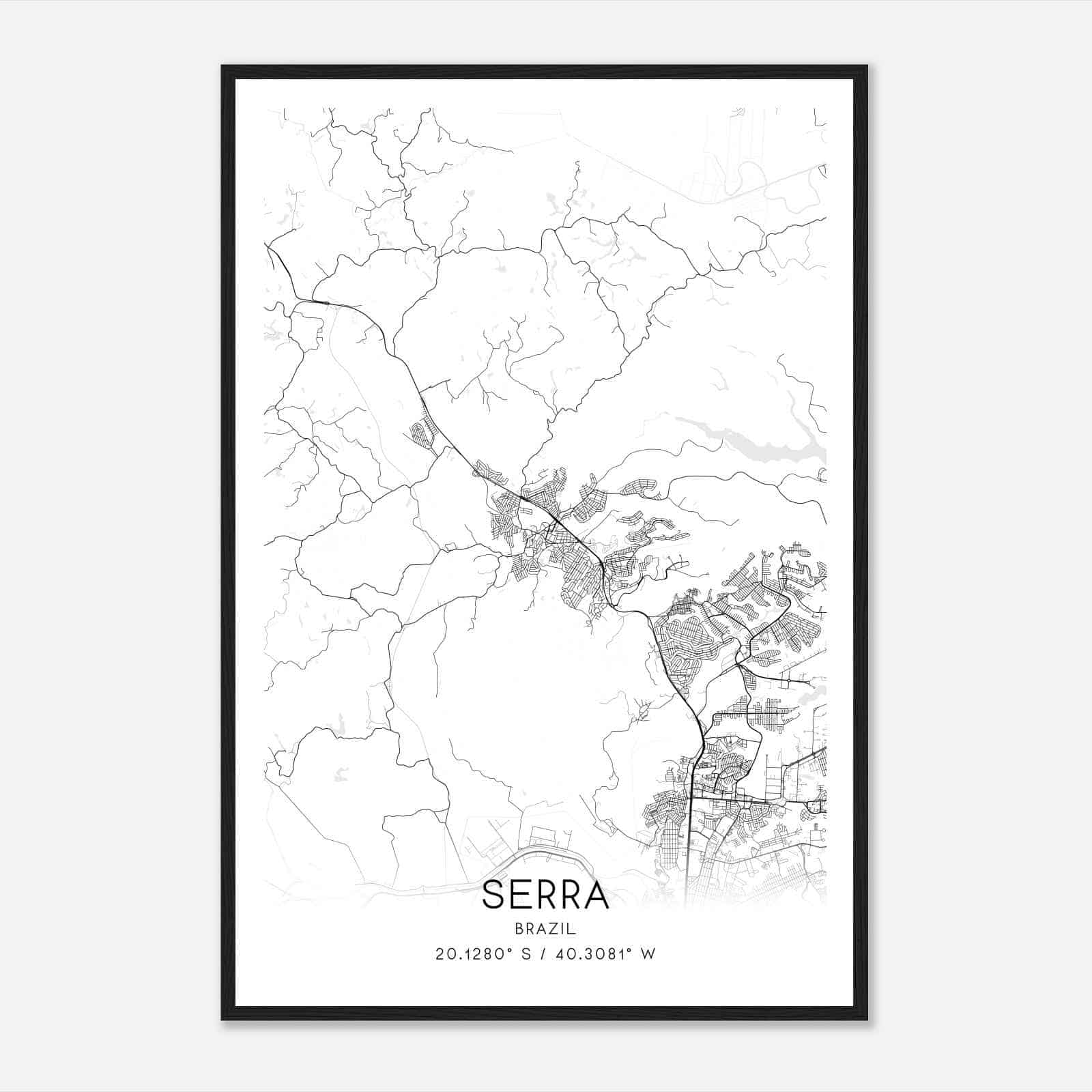 Serra Brazil Map Poster, Serra City Road Wall Art Print