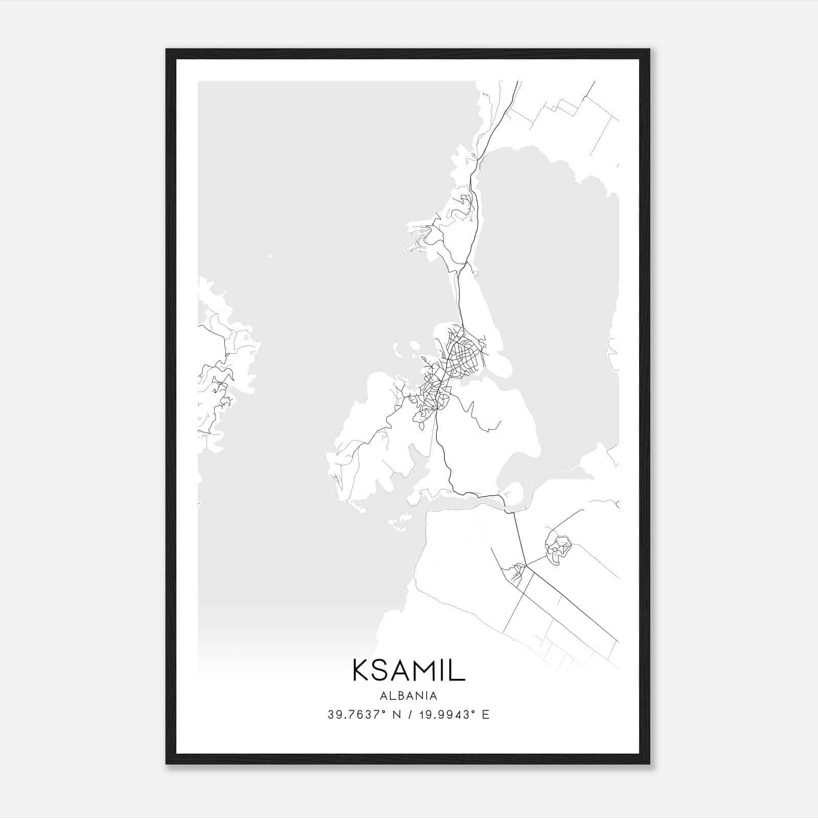 Ksamil Albania Map Poster, Ksamil City Road Wall Art Print
