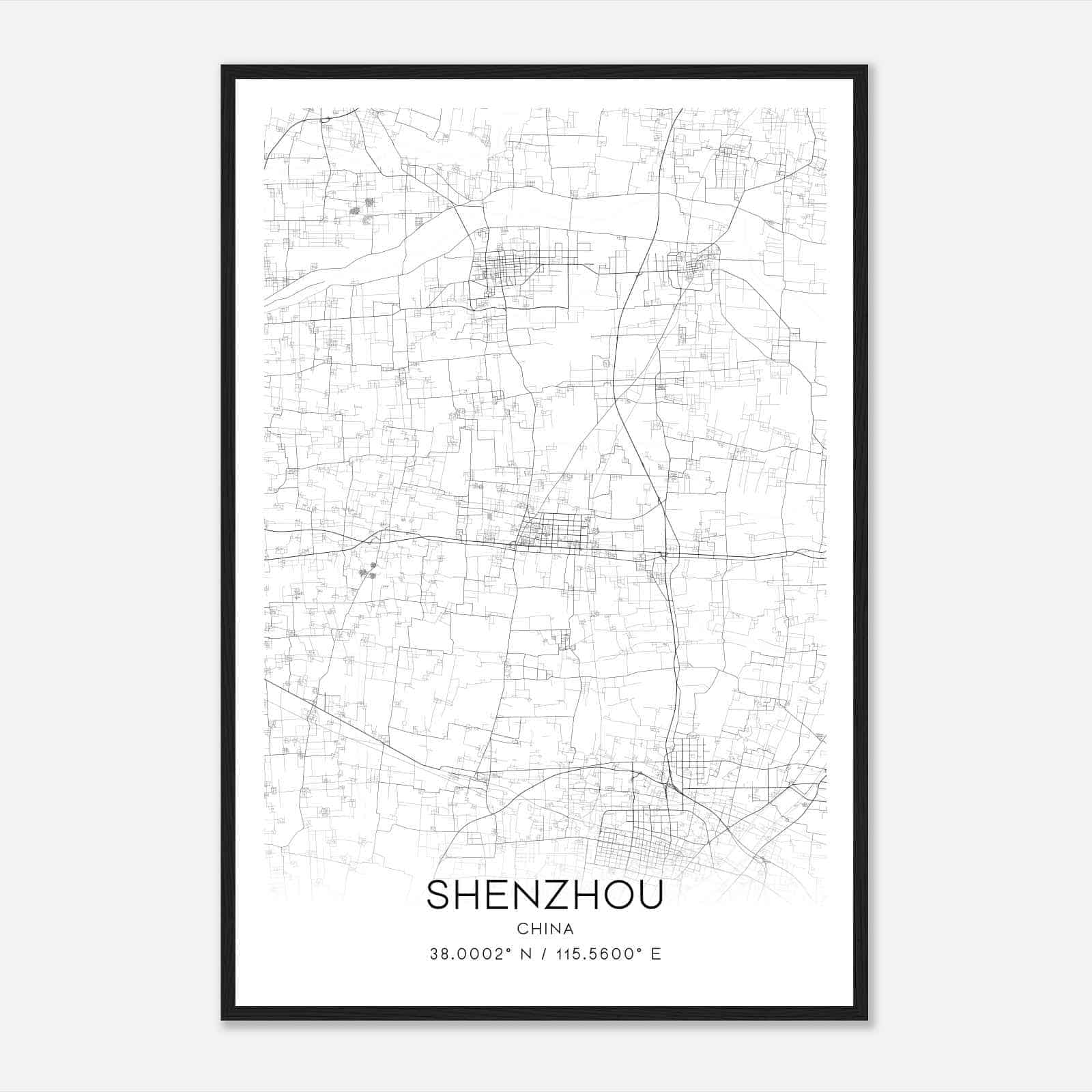 Shenzhou China Map Poster, Shenzhou City Road Wall Art Print
