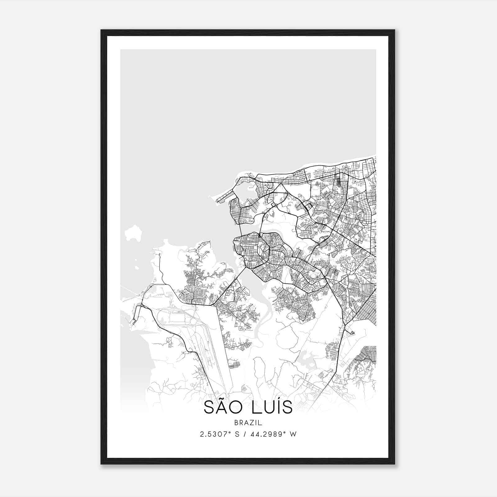 Sao Luis Brazil Map Poster, Sao Luis City Road Wall Art Print