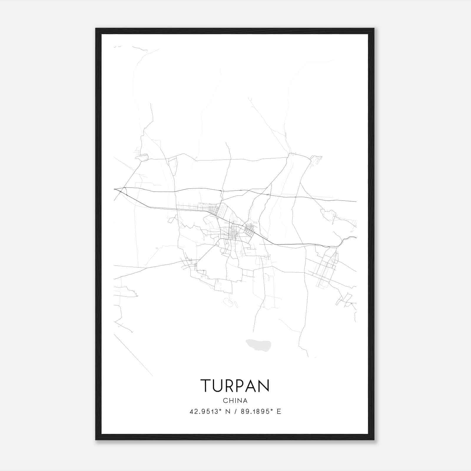 Turpan China Map Poster, Turpan City Road Wall Art Print - Custom Maps ...