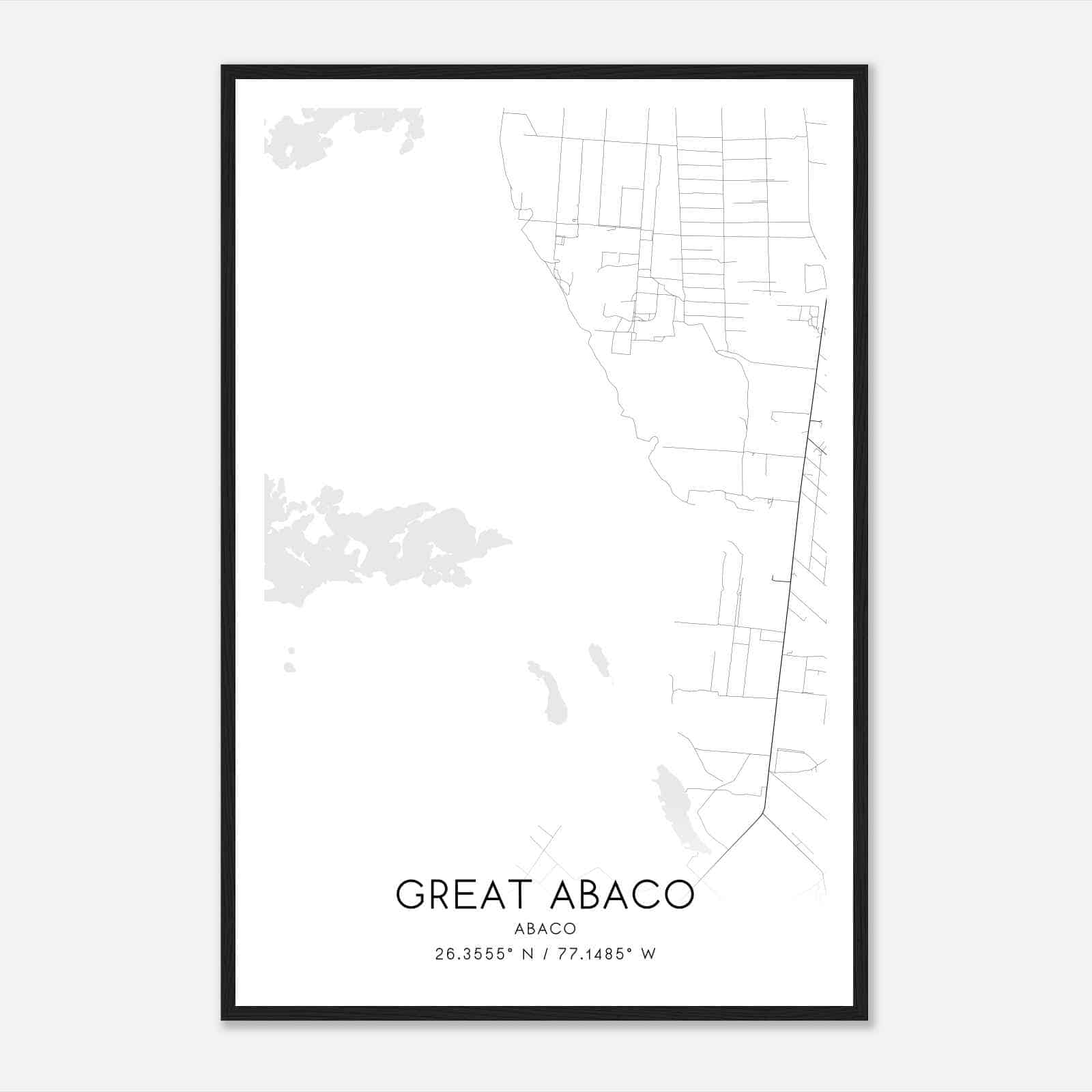 Great Abaco Abaco Map Poster, Great Abaco City Road Wall Art Print