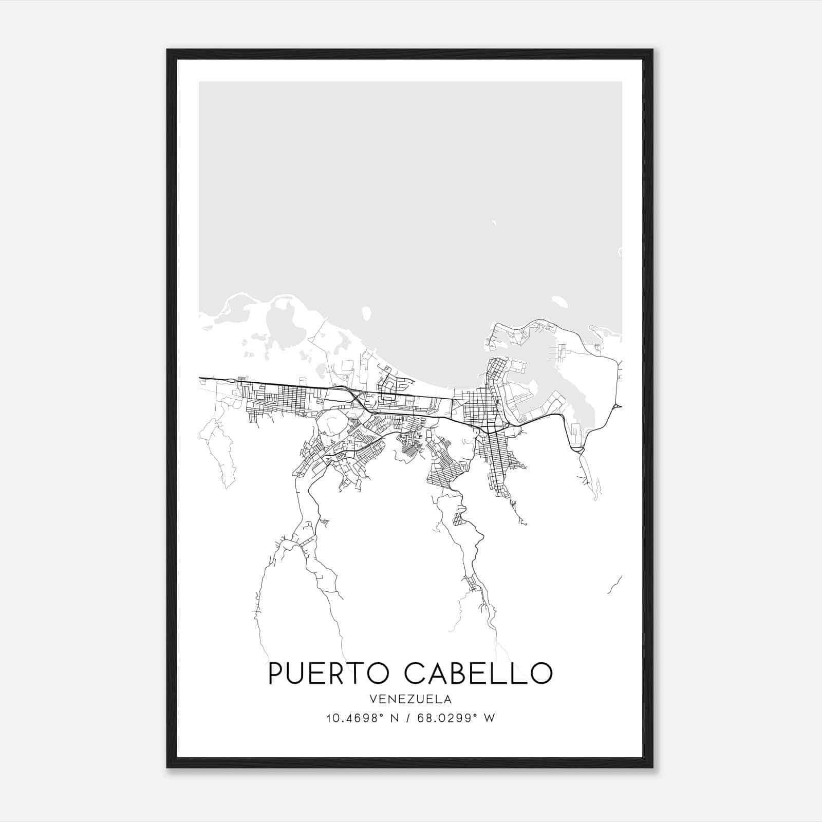 Puerto Cabello Venezuela Map Poster, Puerto Cabello City Road Wall Art Print