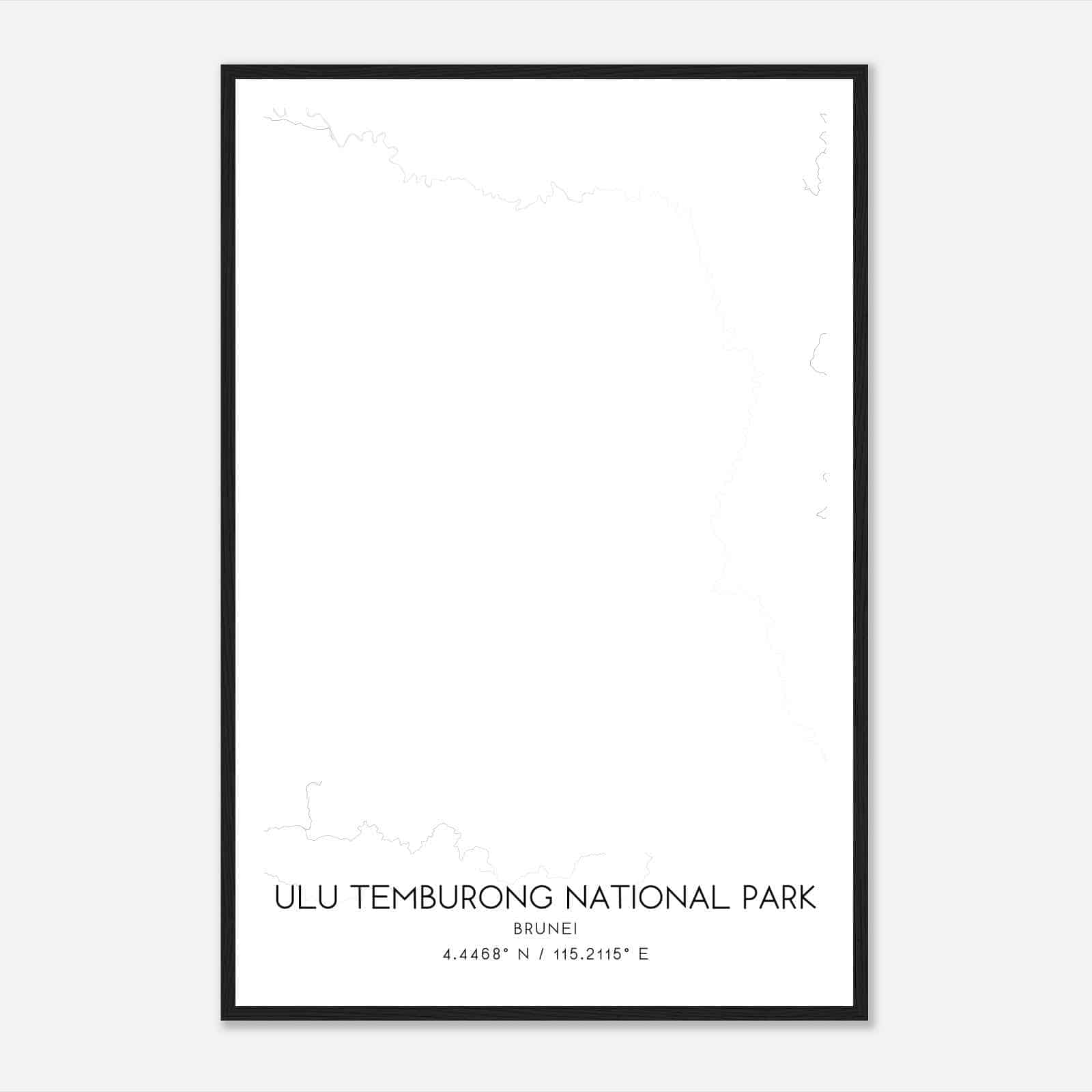 Ulu Temburong National Park Brunei Map Poster, Ulu Temburong National Park City Road Wall Art Print