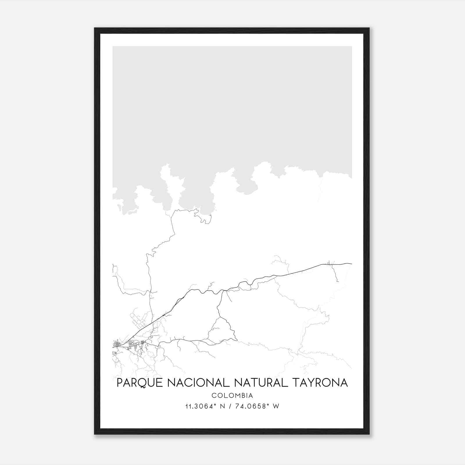 Parque Nacional Natural Tayrona Colombia Map Poster, Parque Nacional Natural Tayrona City Road Wall Art Print