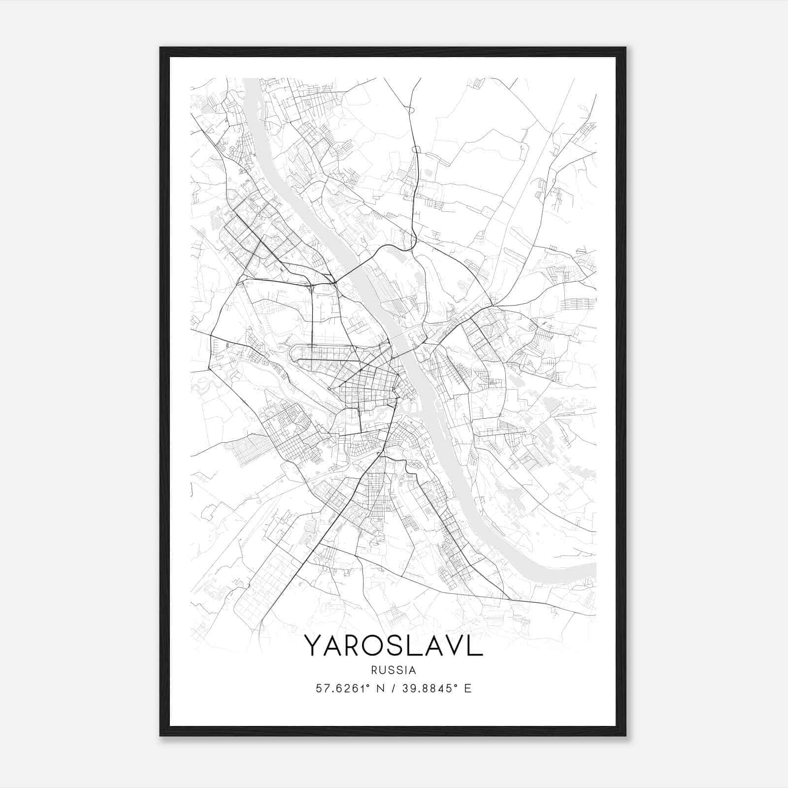 Yaroslavl Russia Map Poster, Yaroslavl City Road Wall Art Print