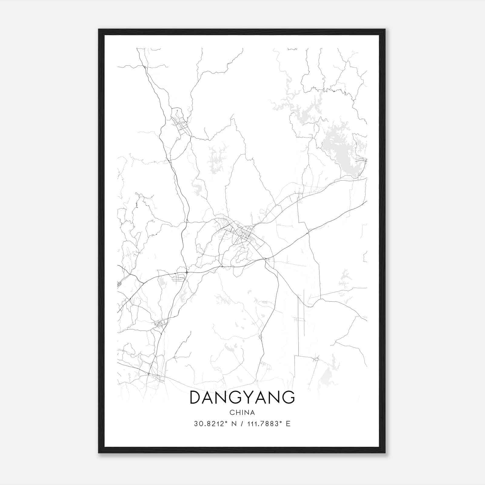 Dangyang China Map Poster, Dangyang City Road Wall Art Print