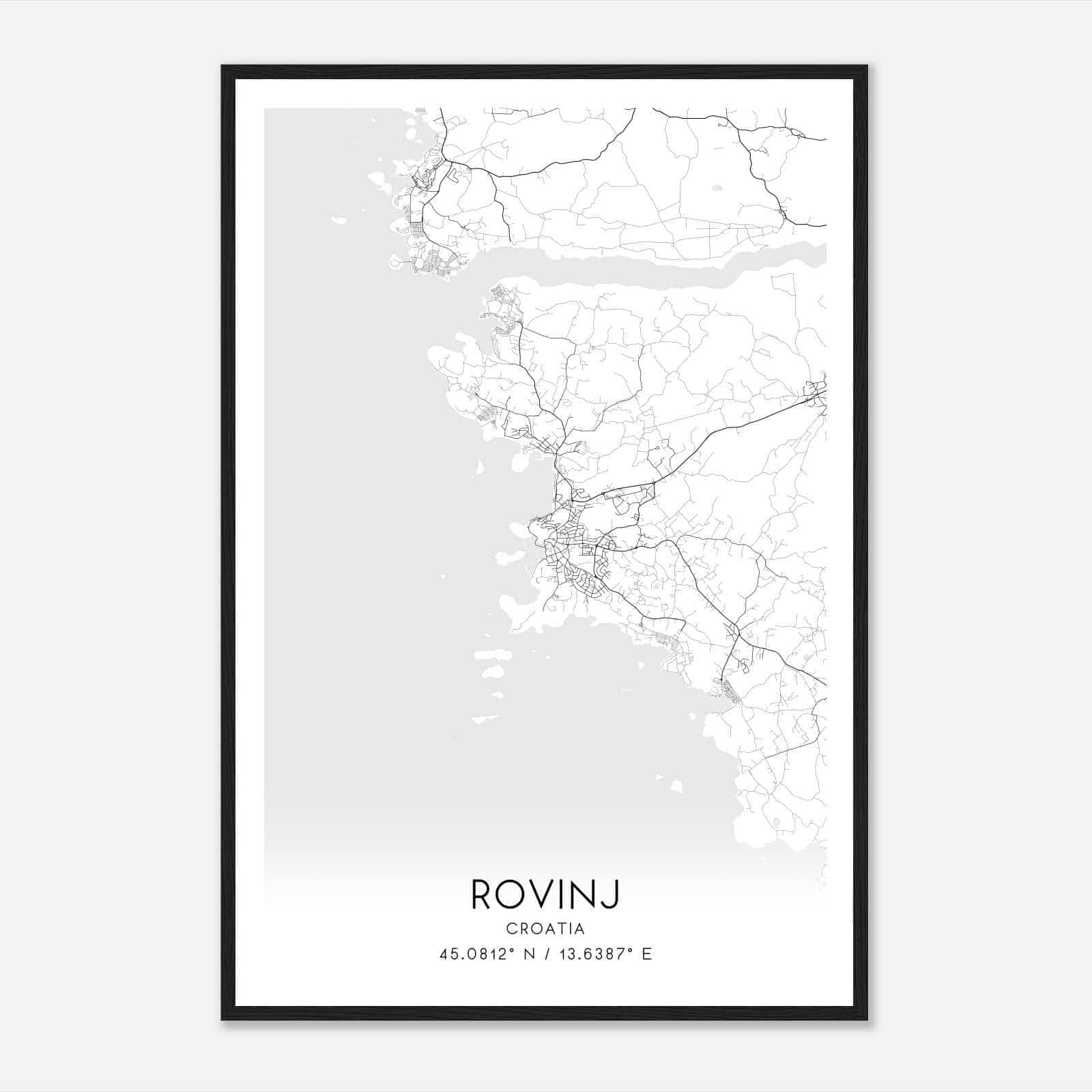 Rovinj Croatia Map Poster, Rovinj City Road Wall Art Print