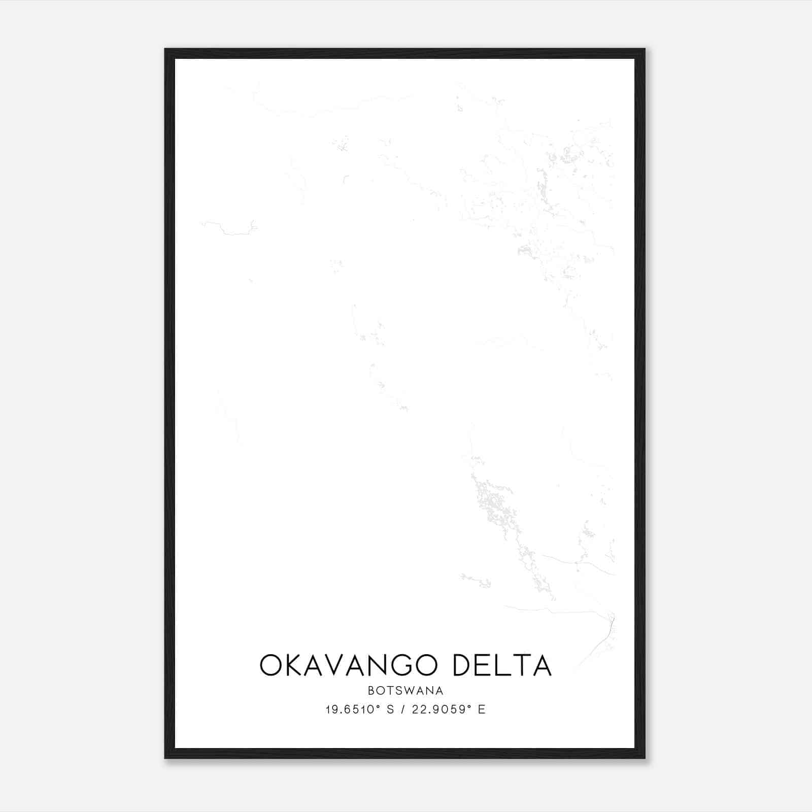 Okavango Delta Botswana Map Poster, Okavango Delta City Road Wall Art Print