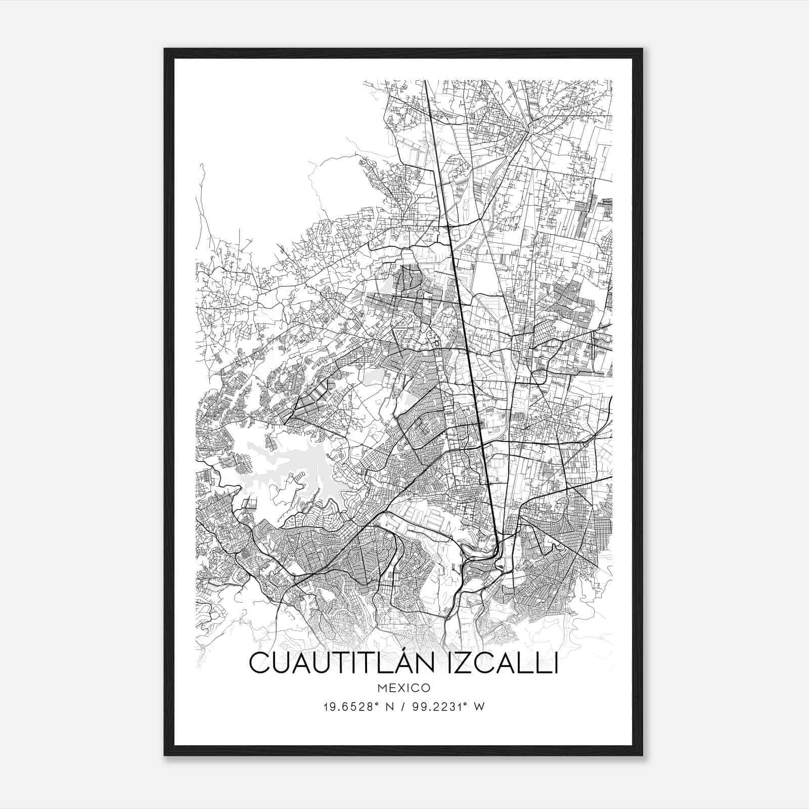 Cuautitlan Izcalli Mexico Map Poster, Cuautitlan Izcalli City Road Wall Art Print