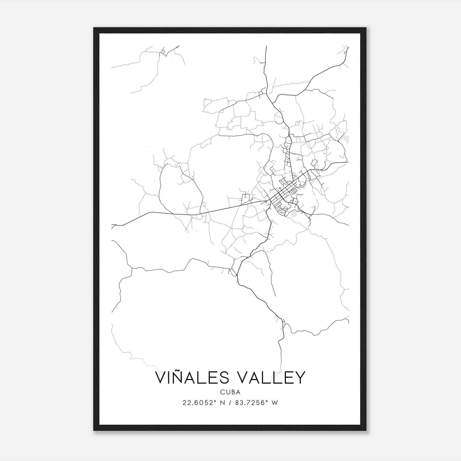 Vinales Valley Cuba Map Poster, Vinales Valley City Road Wall Art Print