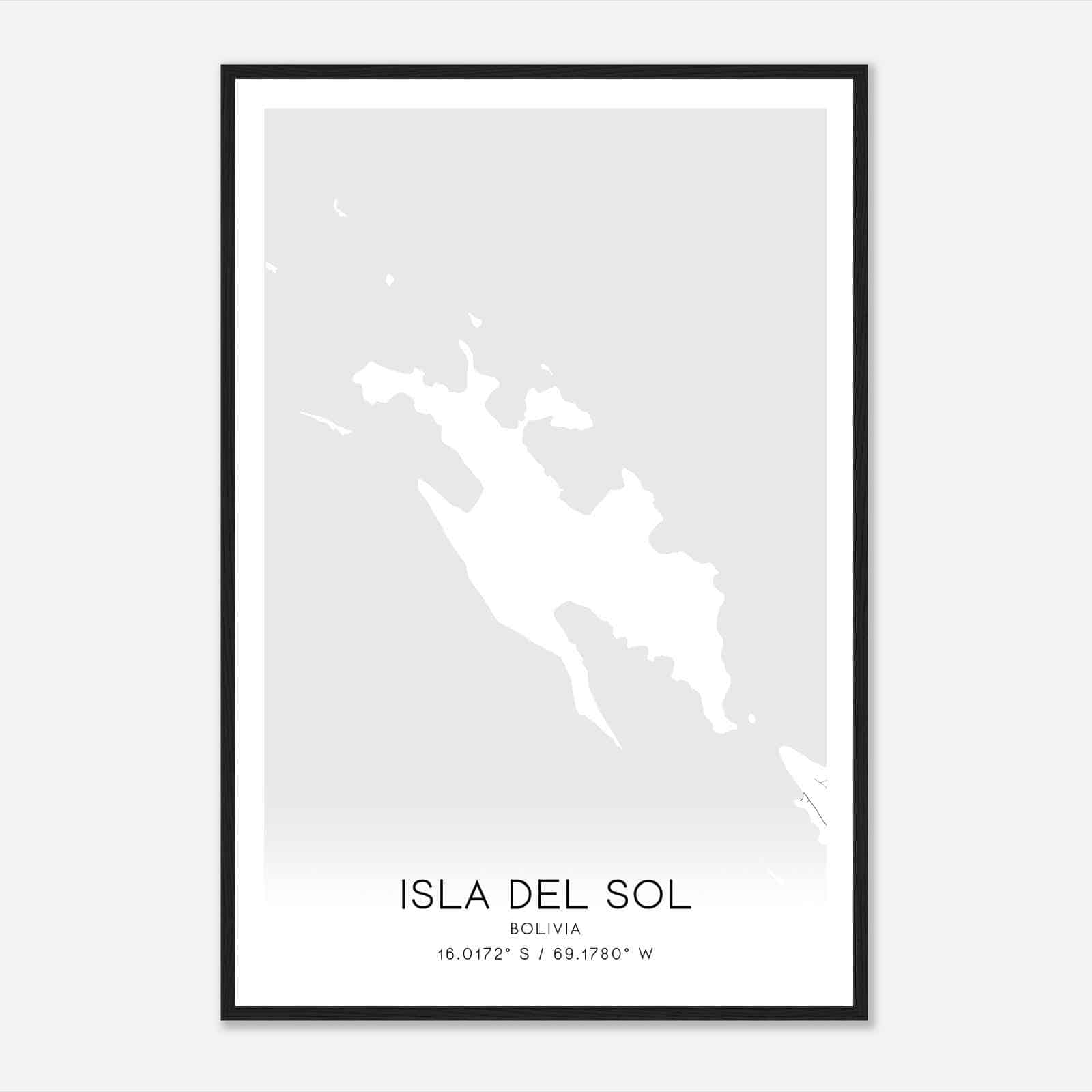 Isla del Sol Bolivia Map Poster, Isla del Sol City Road Wall Art Print