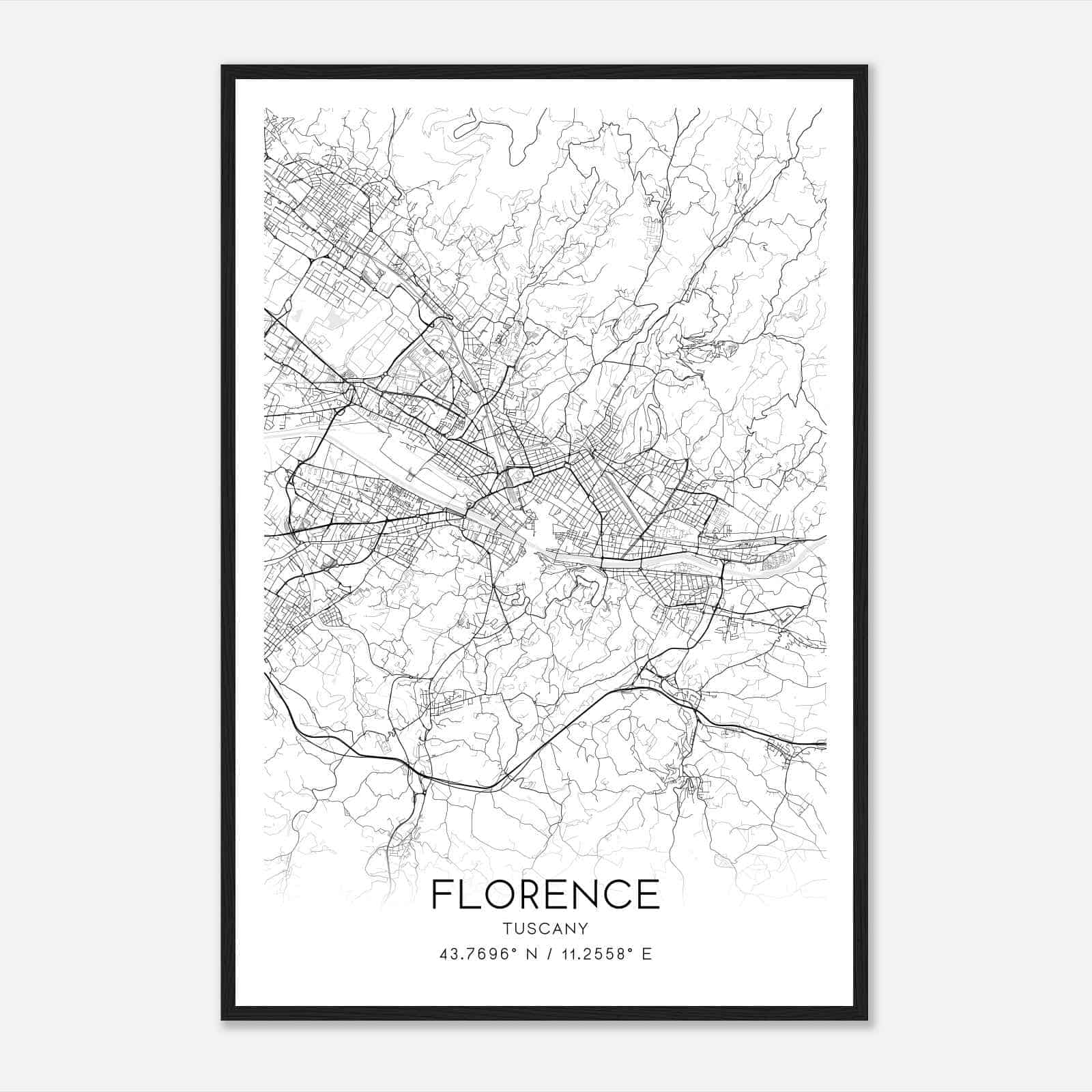 Florence Tuscany Map Poster, Florence City Road Wall Art Print