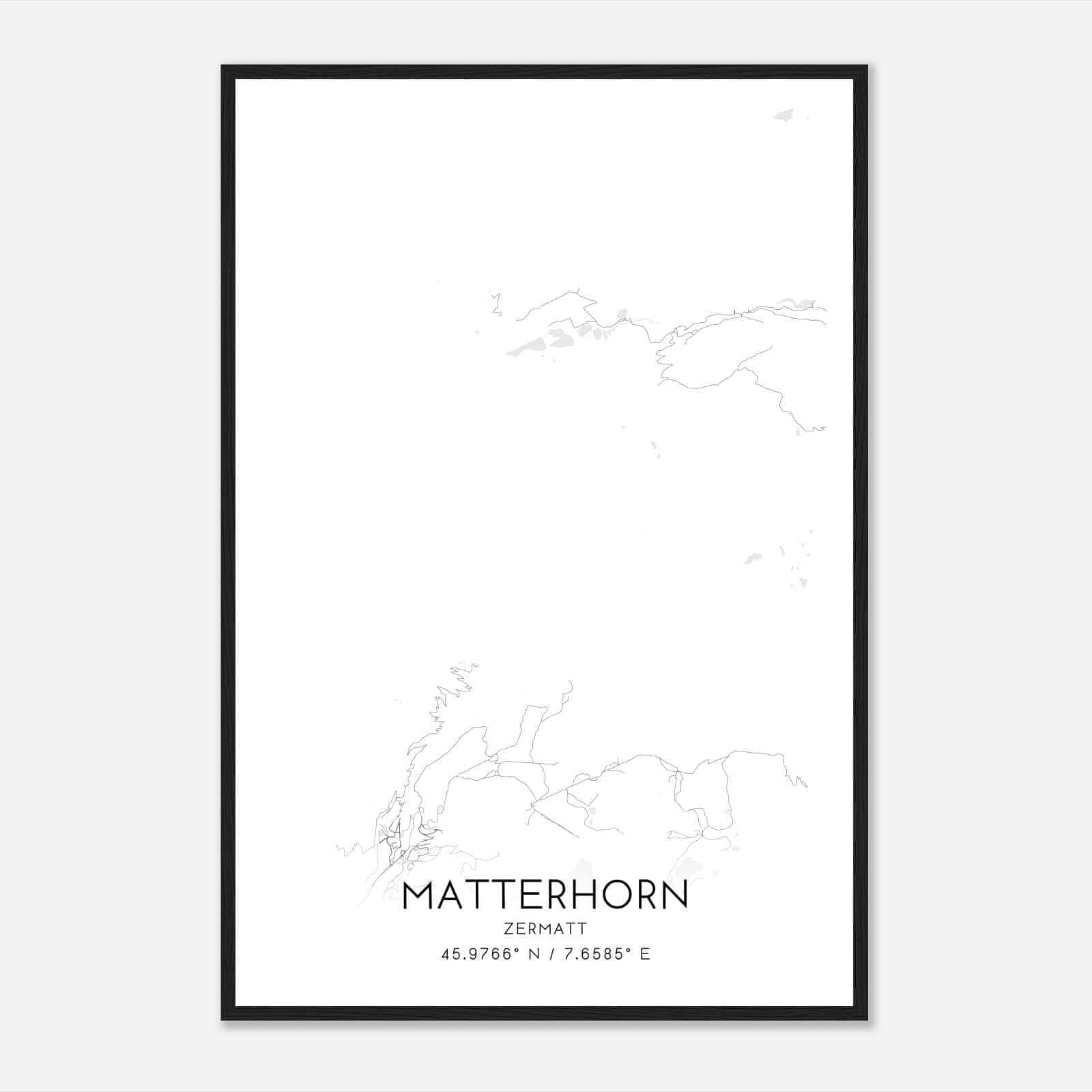 Matterhorn Zermatt Map Poster, Matterhorn City Road Wall Art Print
