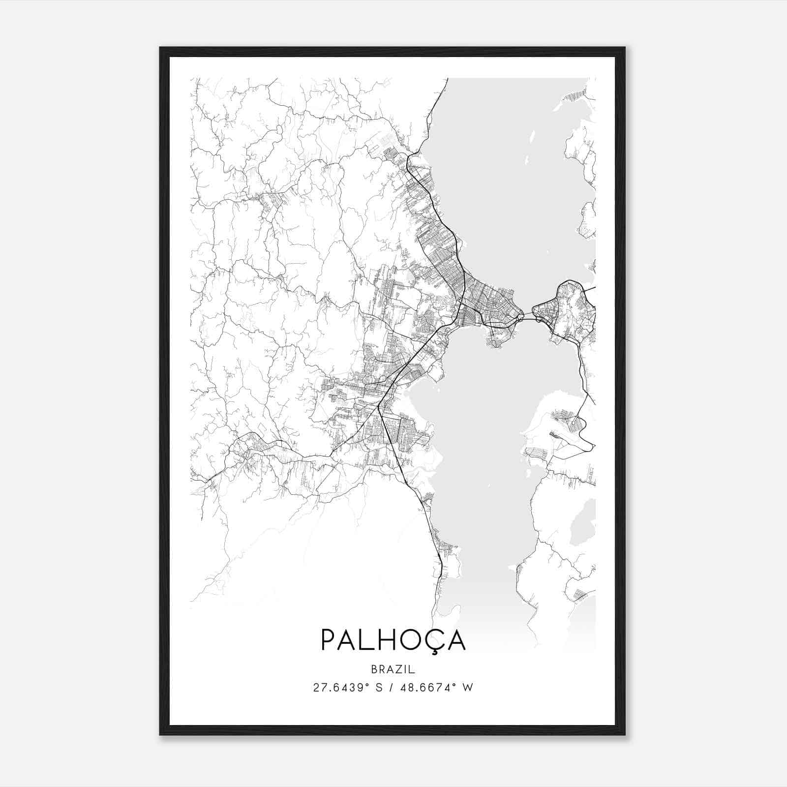 Palhoca Brazil Map Poster, Palhoca City Road Wall Art Print
