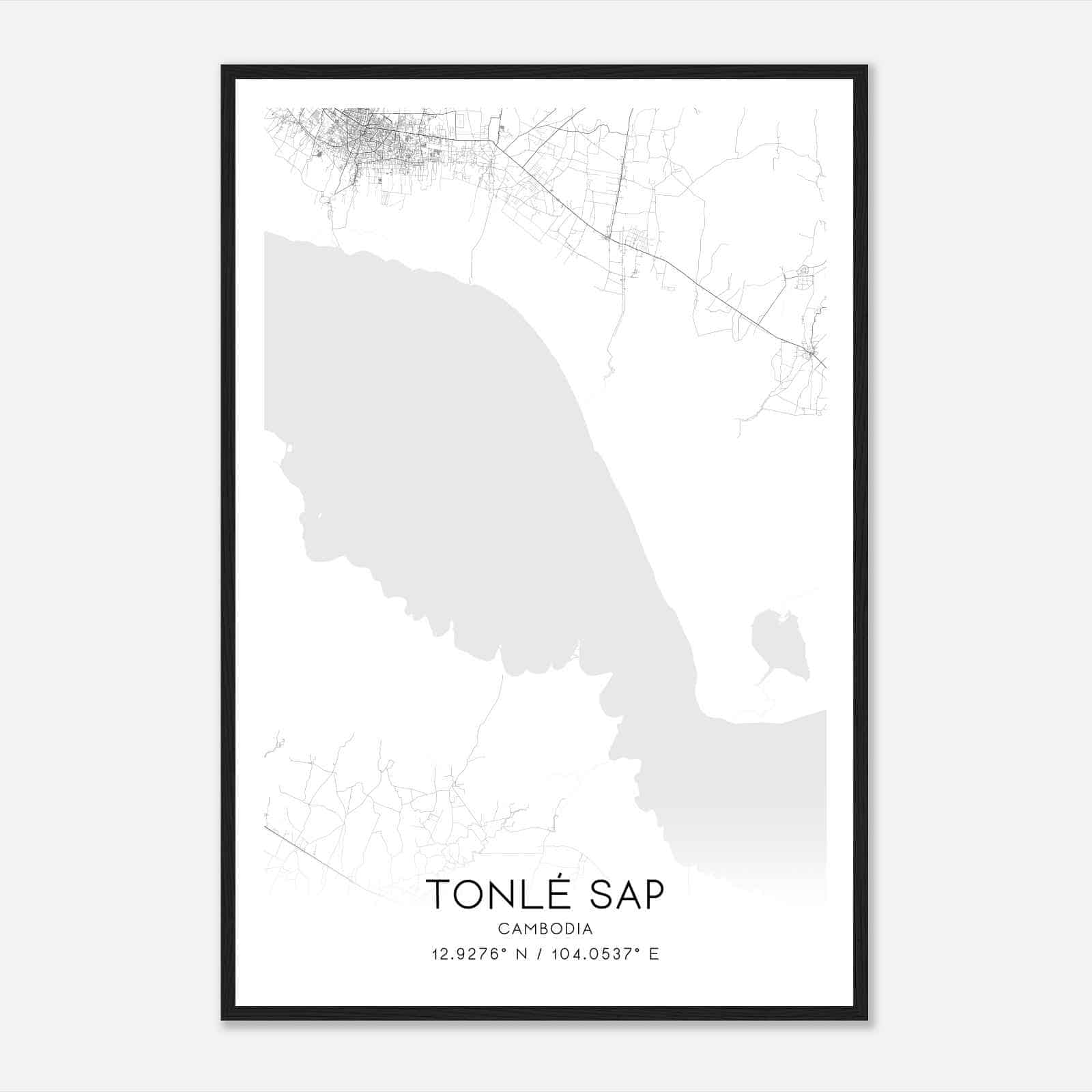 Tonle Sap Cambodia Map Poster, Tonle Sap City Road Wall Art Print