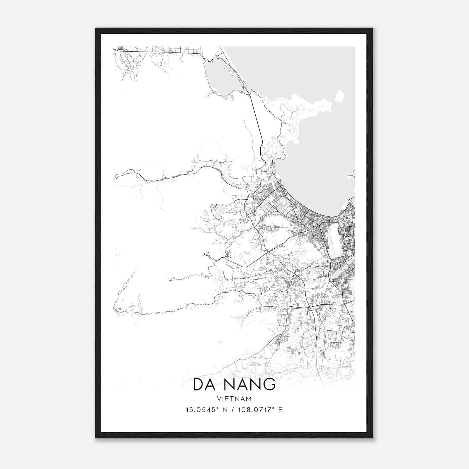 Da Nang Vietnam Map Poster, Da Nang City Road Wall Art Print