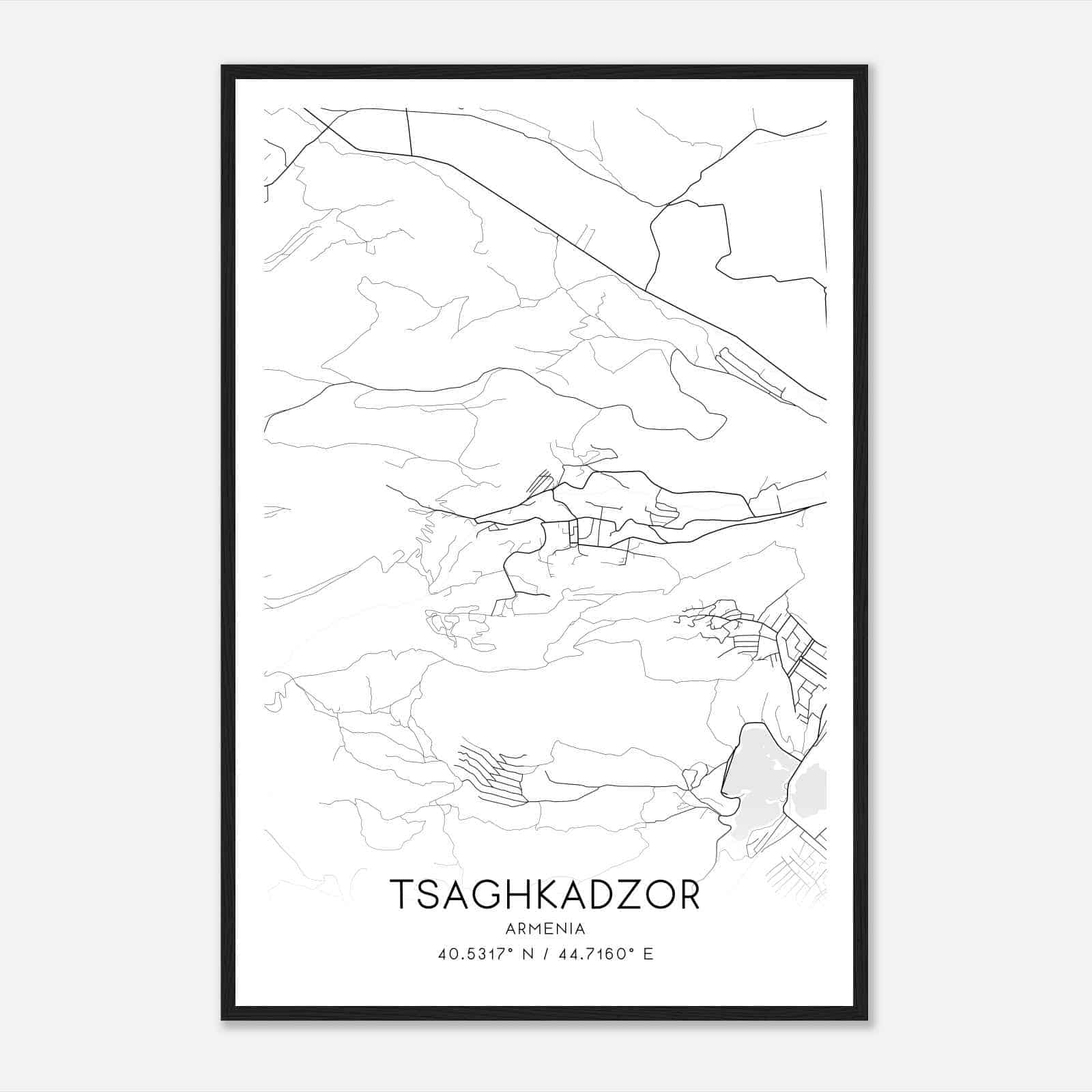 Tsaghkadzor Armenia Map Poster, Tsaghkadzor City Road Wall Art Print