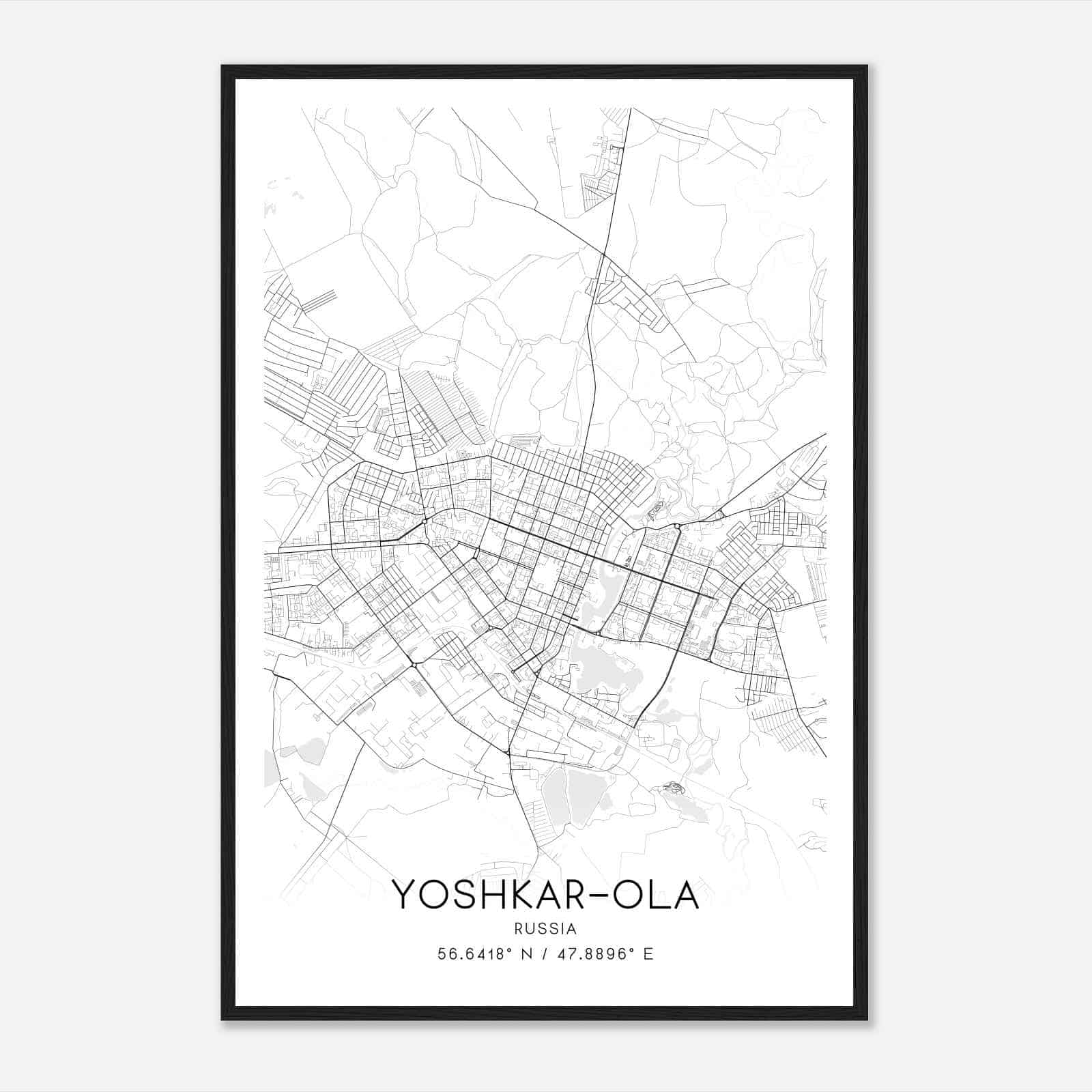 YoshkarOla Russia Map Poster, YoshkarOla City Road Wall Art Print