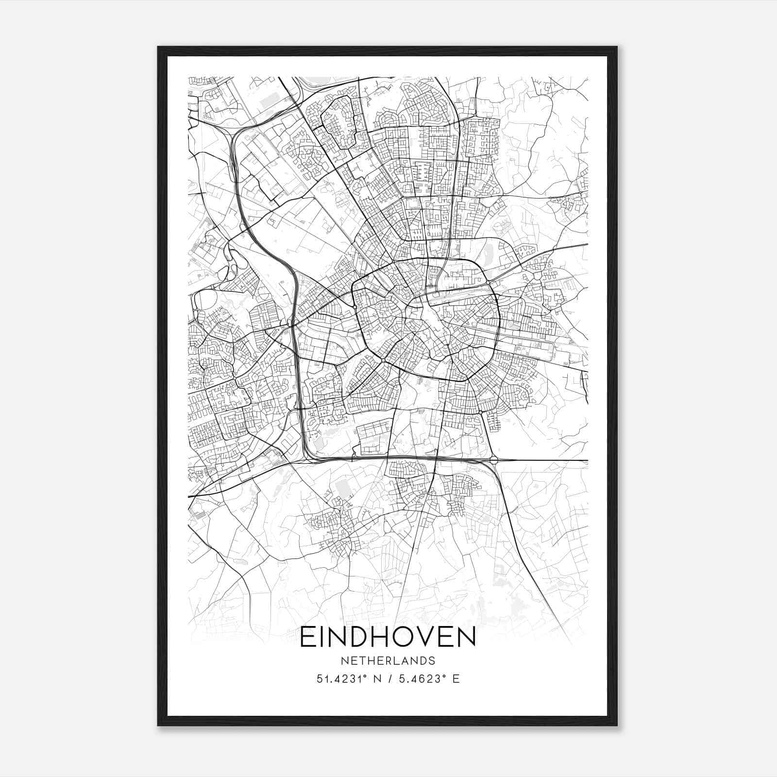 Eindhoven Netherlands Map Poster, Eindhoven City Road Wall Art Print