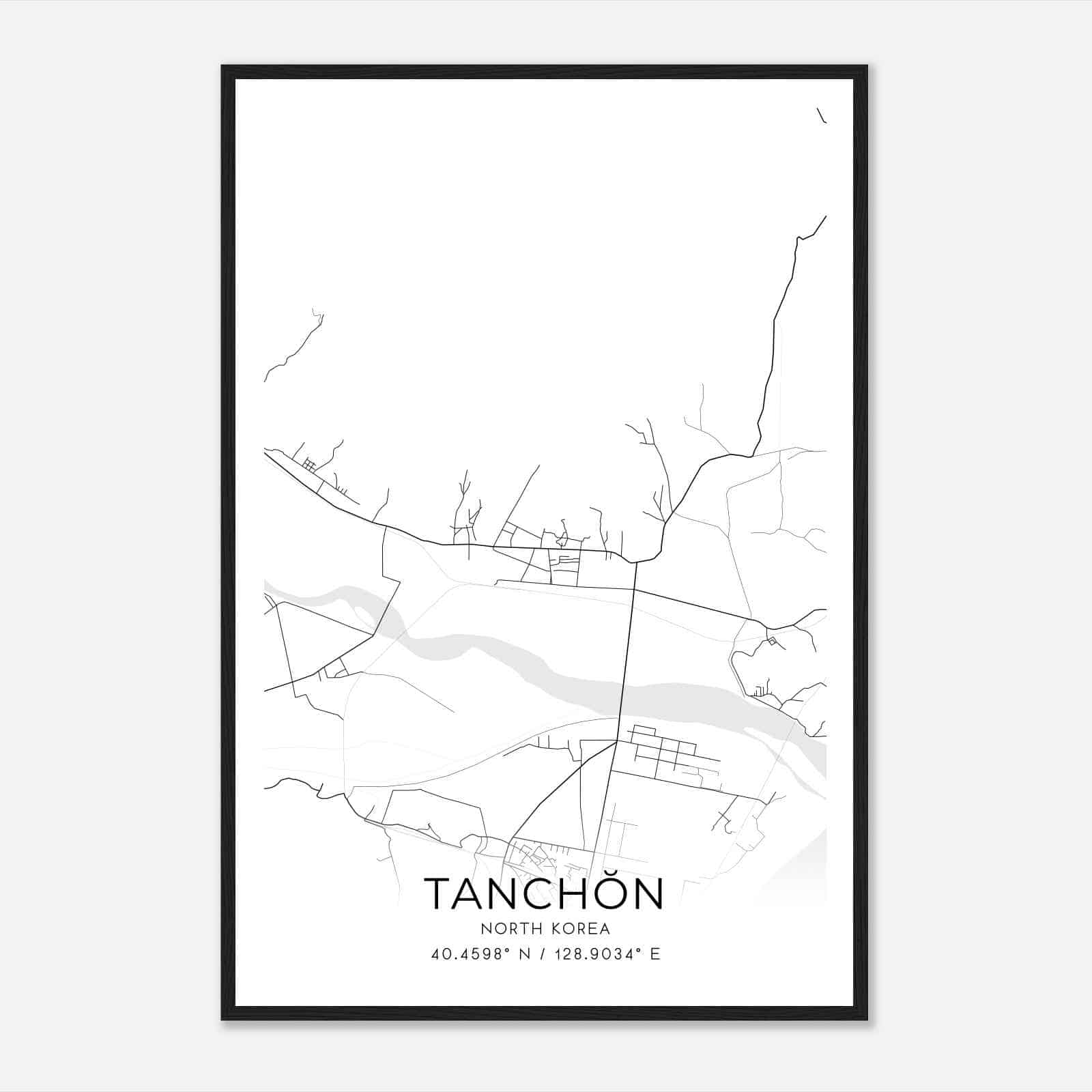 Tanchon North Korea Map Poster, Tanchon City Road Wall Art Print