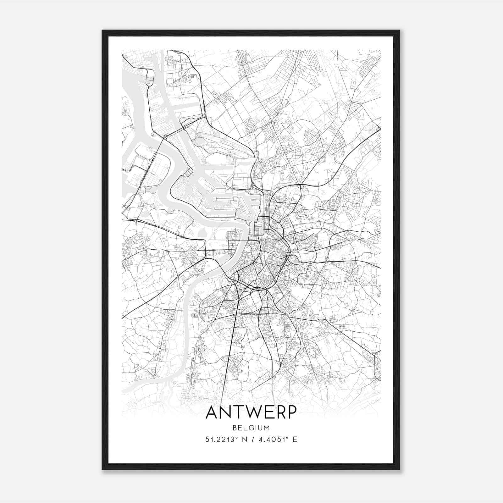 Antwerp Belgium Map Poster, Antwerp City Road Wall Art Print