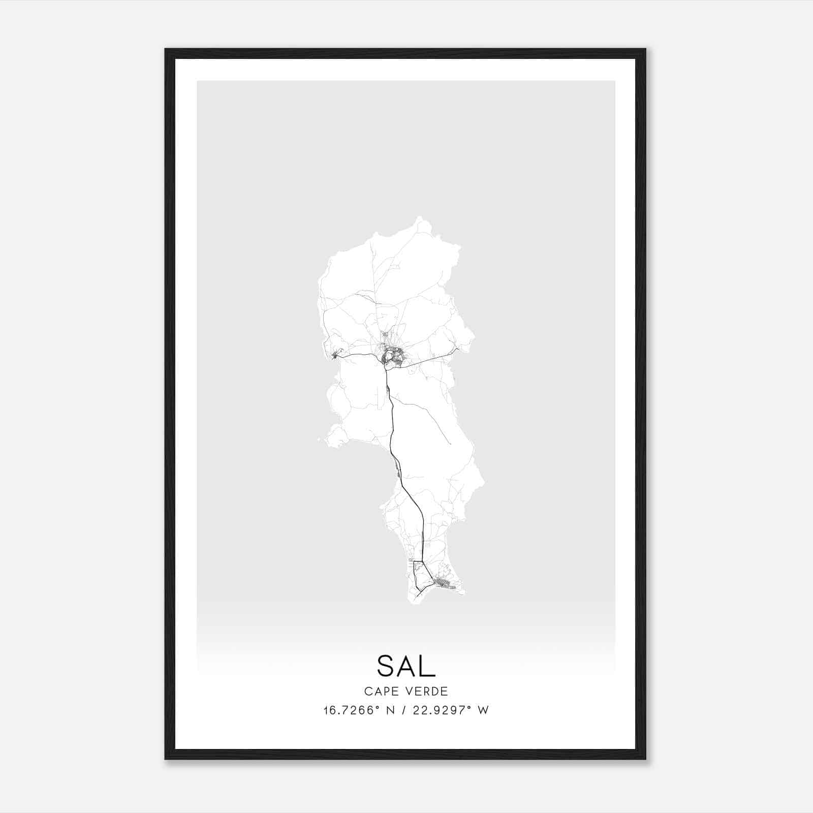 Sal Cape Verde Map Poster, Sal City Road Wall Art Print