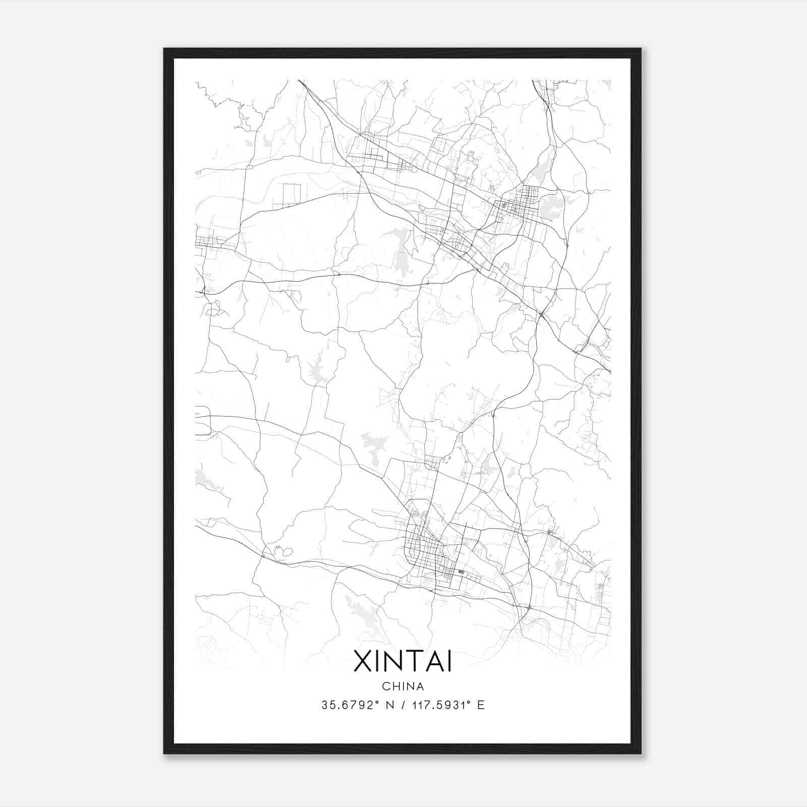 Xintai China Map Poster, Xintai City Road Wall Art Print