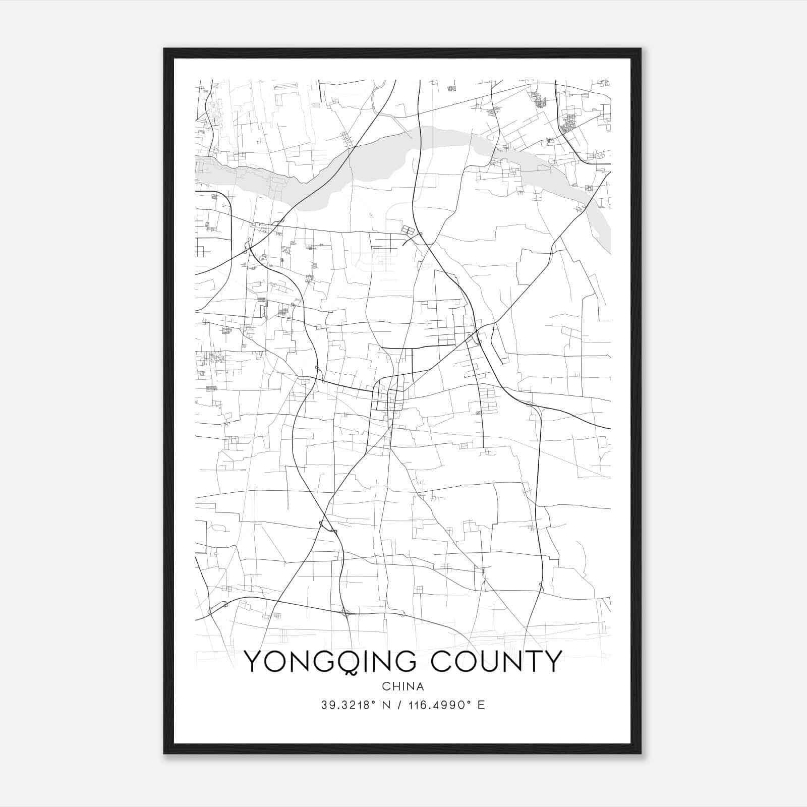 Yongqing County China Map Poster, Yongqing County City Road Wall Art Print