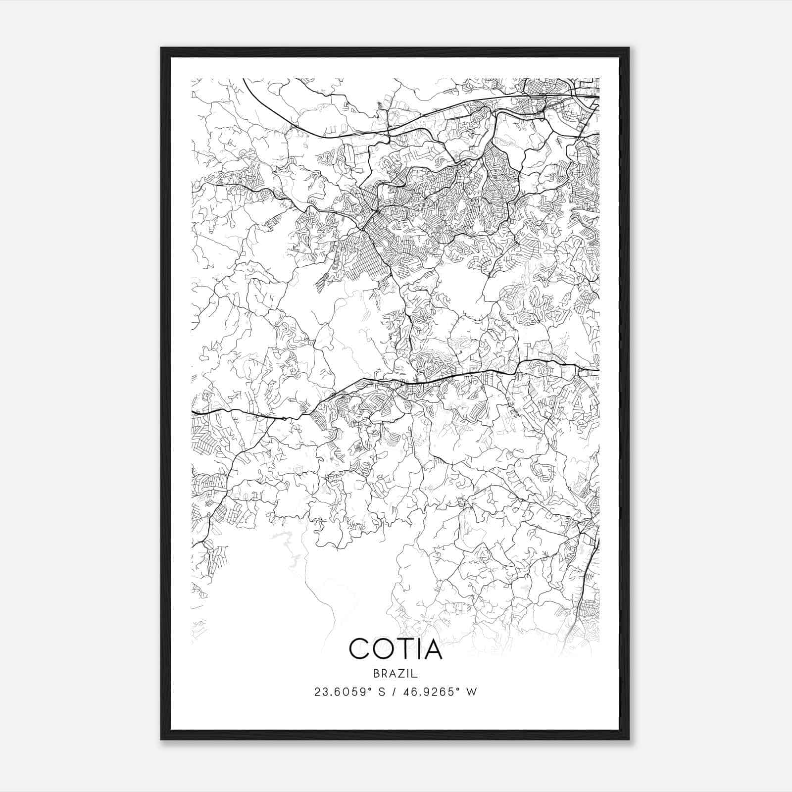 Cotia Brazil Map Poster, Cotia City Road Wall Art Print