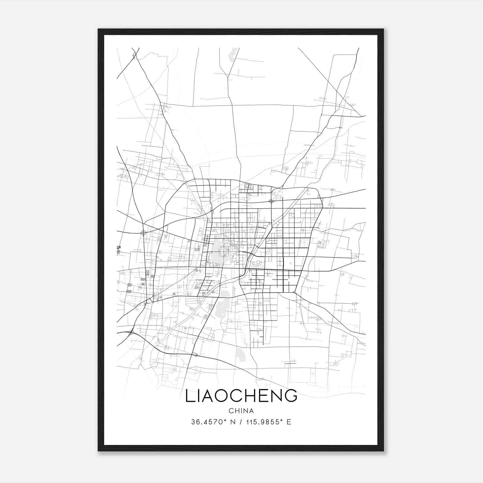 Liaocheng China Map Poster, Liaocheng City Road Wall Art Print