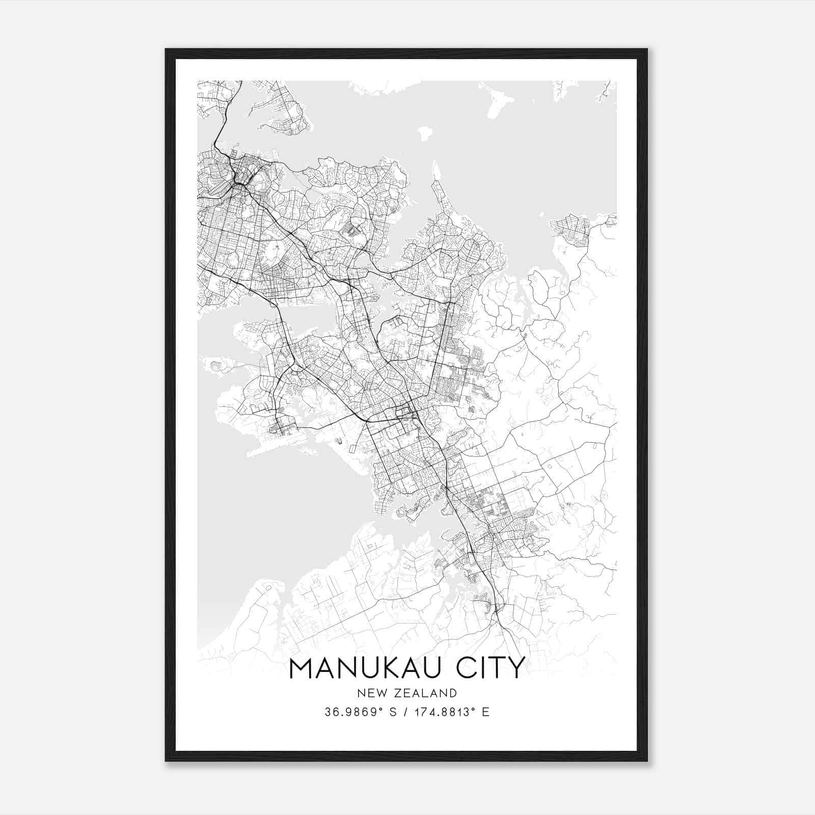 Manukau City New Zealand Map Poster, Manukau City City Road Wall Art Print