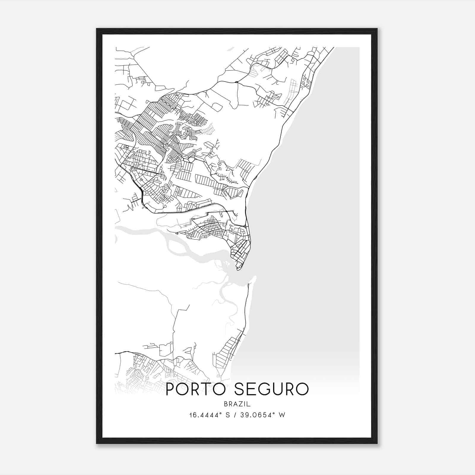 Porto Seguro Brazil Map Poster, Porto Seguro City Road Wall Art Print