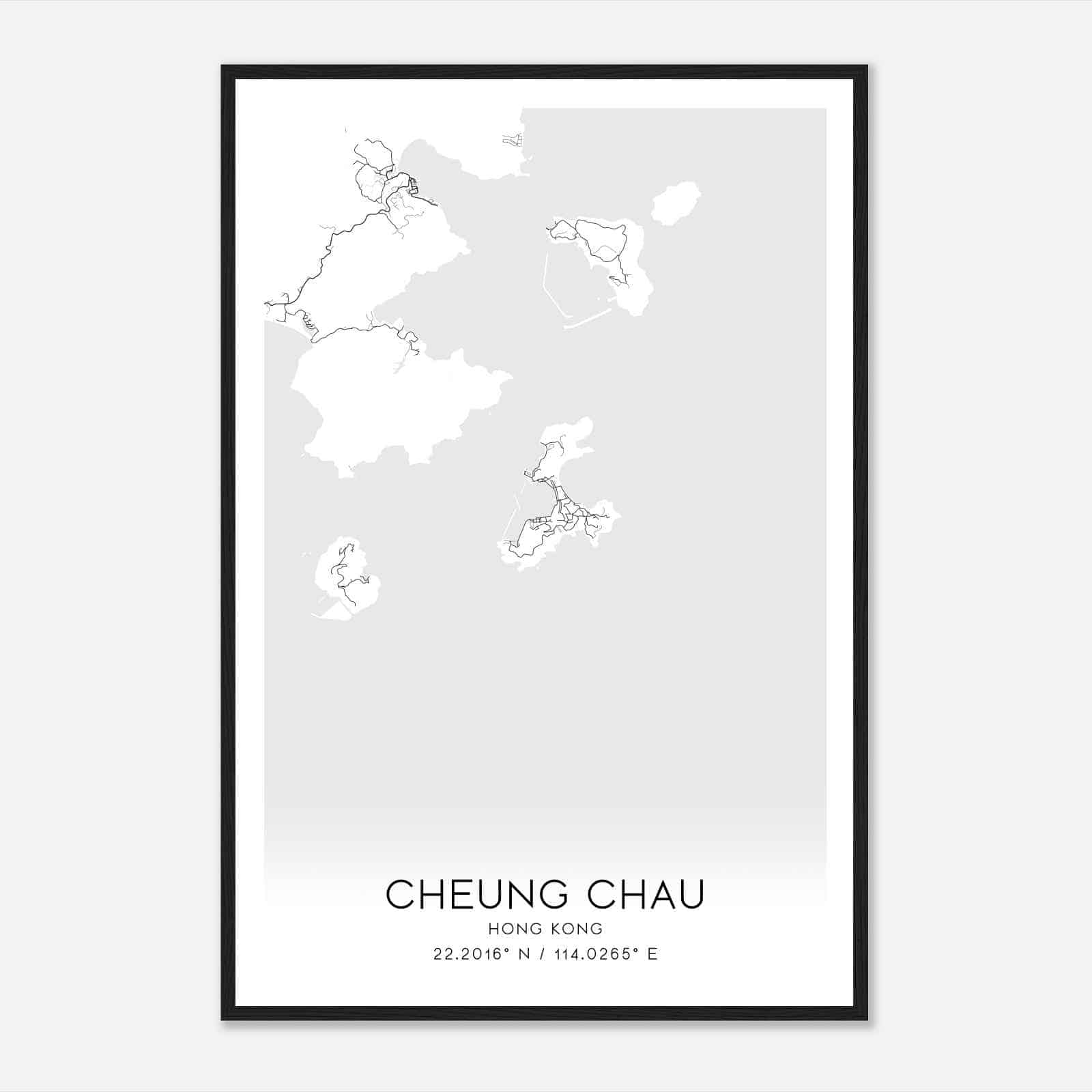Cheung Chau Hong Kong Map Poster, Cheung Chau City Road Wall Art Print