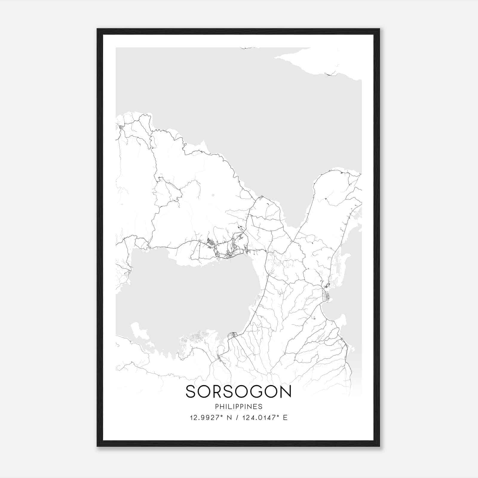 Sorsogon Philippines Map Poster, Sorsogon City Road Wall Art Print