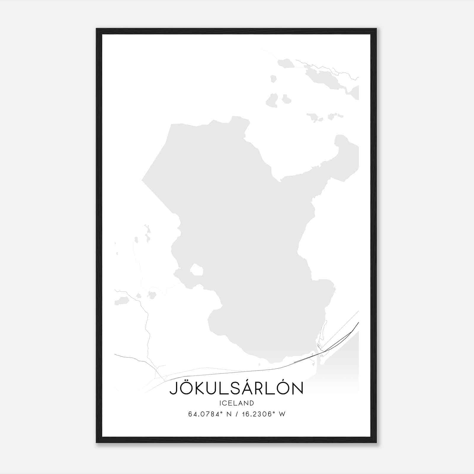 Jokulsarlon Iceland Map Poster, Jokulsarlon City Road Wall Art Print