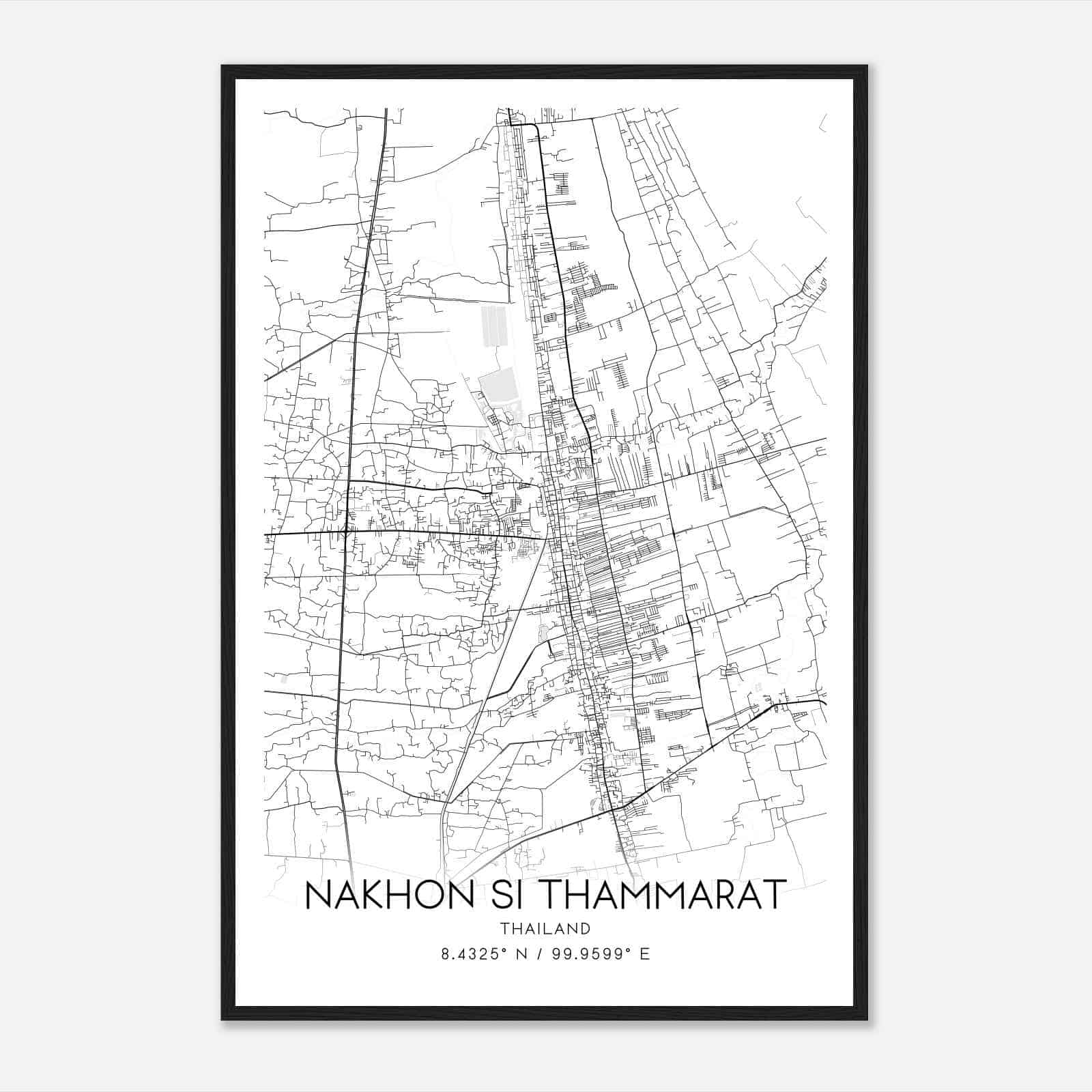 Nakhon Si Thammarat Thailand Map Poster, Nakhon Si Thammarat City Road Wall Art Print