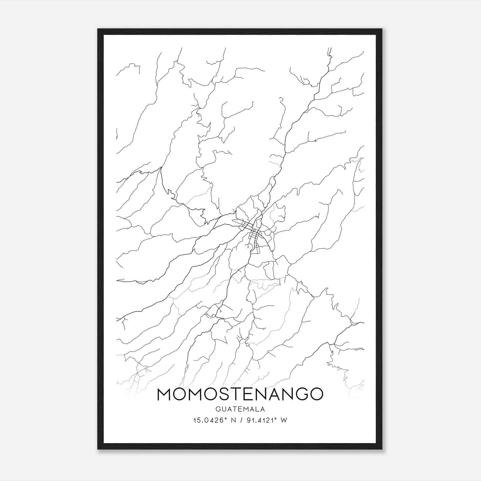 Momostenango Guatemala Map Poster, Momostenango City Road Wall Art Print