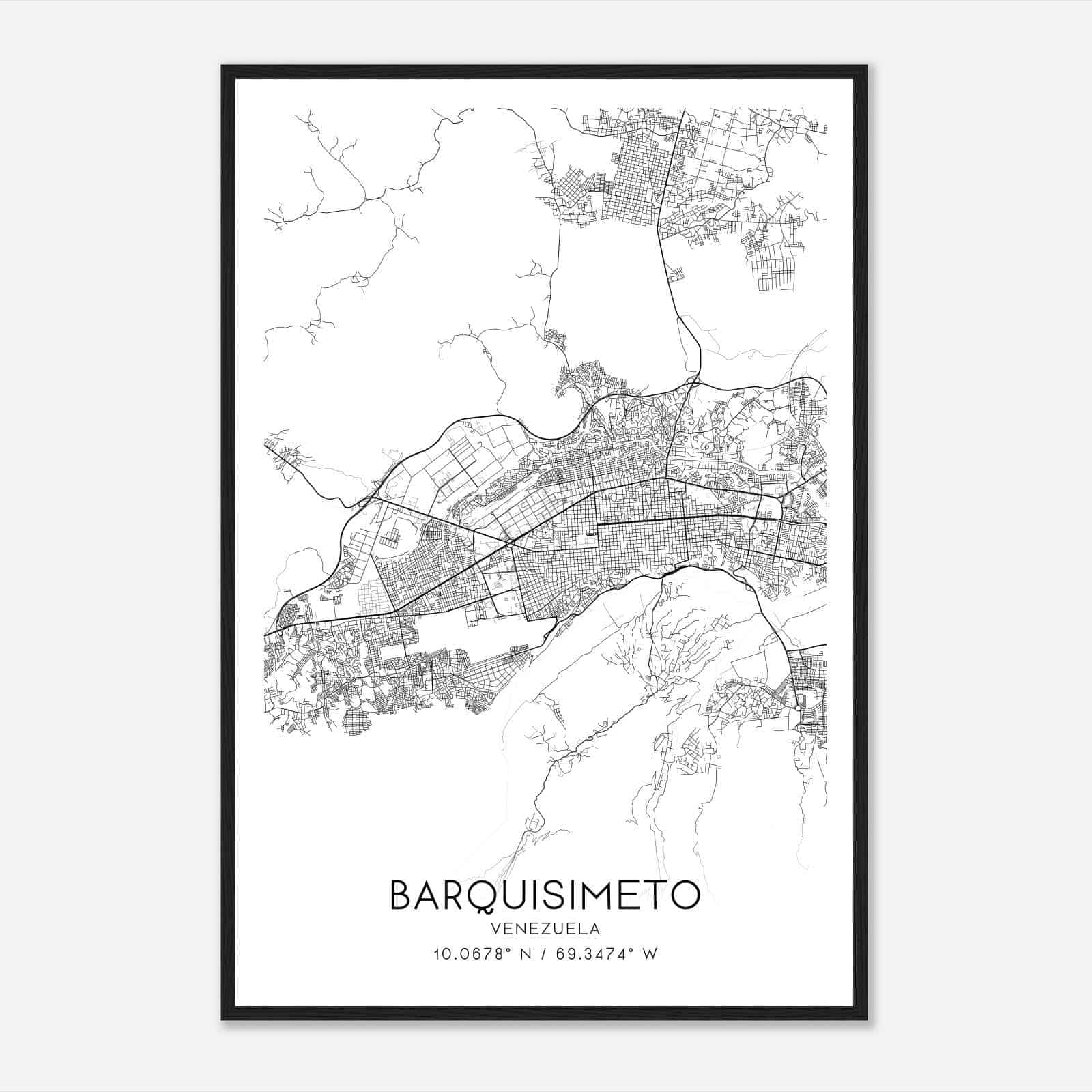 Barquisimeto Venezuela Map Poster, Barquisimeto City Road Wall Art Print