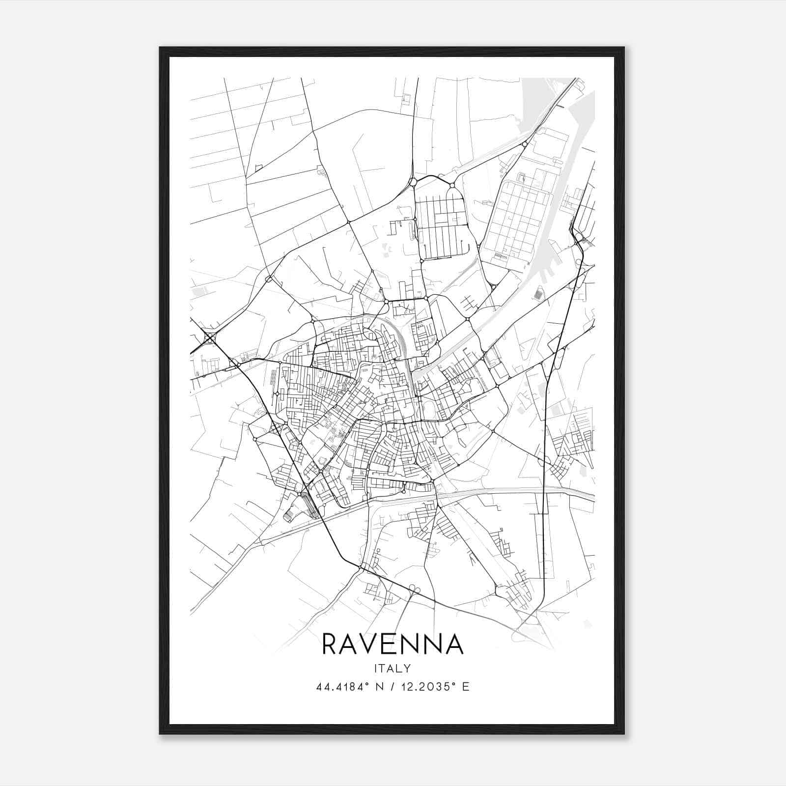 Ravenna Italy Map Poster, Ravenna City Road Wall Art Print